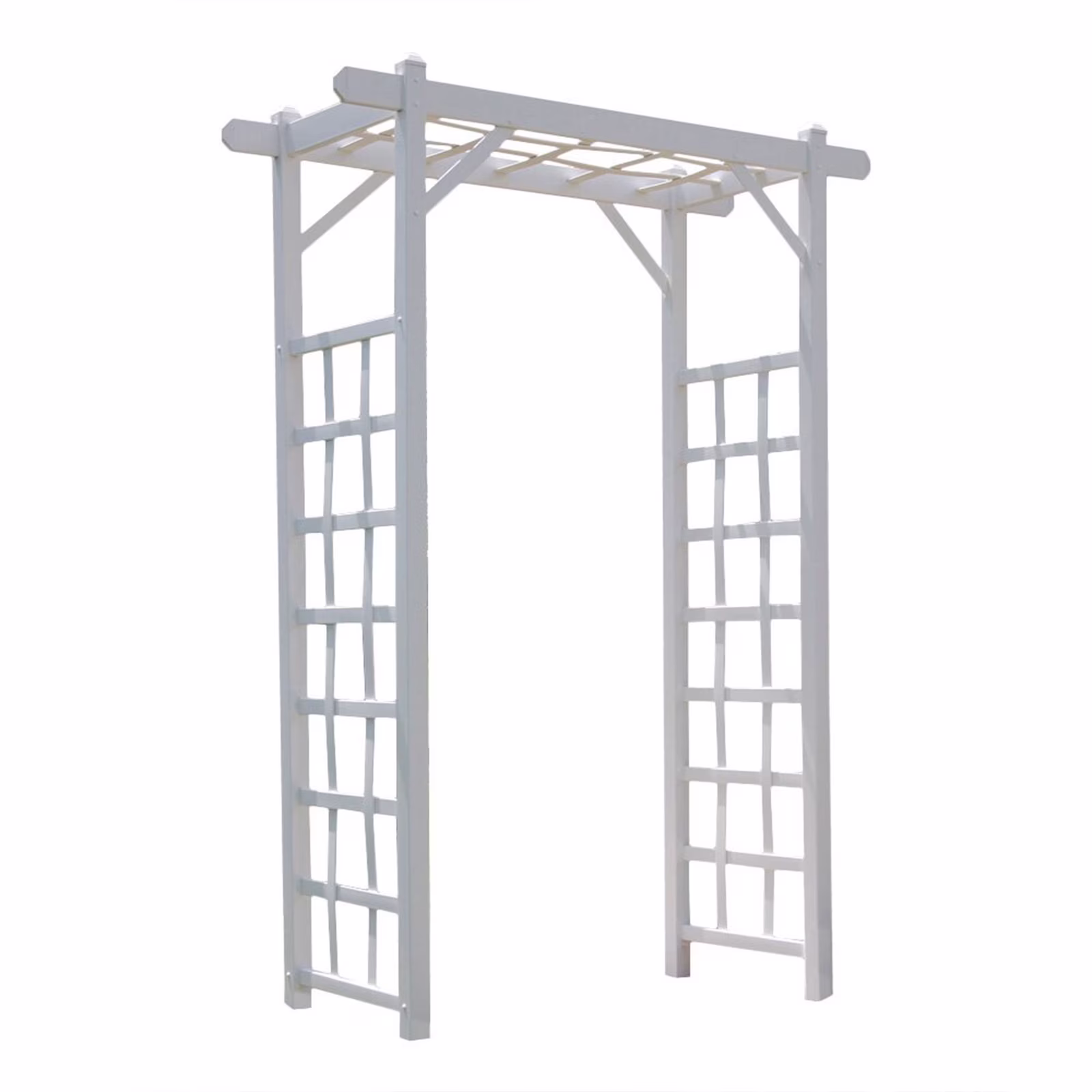 DYUKFG Elmwood Arbor 57x84 White PVC Outdoor Garden Arch with Lattice Trellis �?Weather-Resistant, Easy Assembly, Ideal for Climbing Plants, Weddings & Backyard Decor
