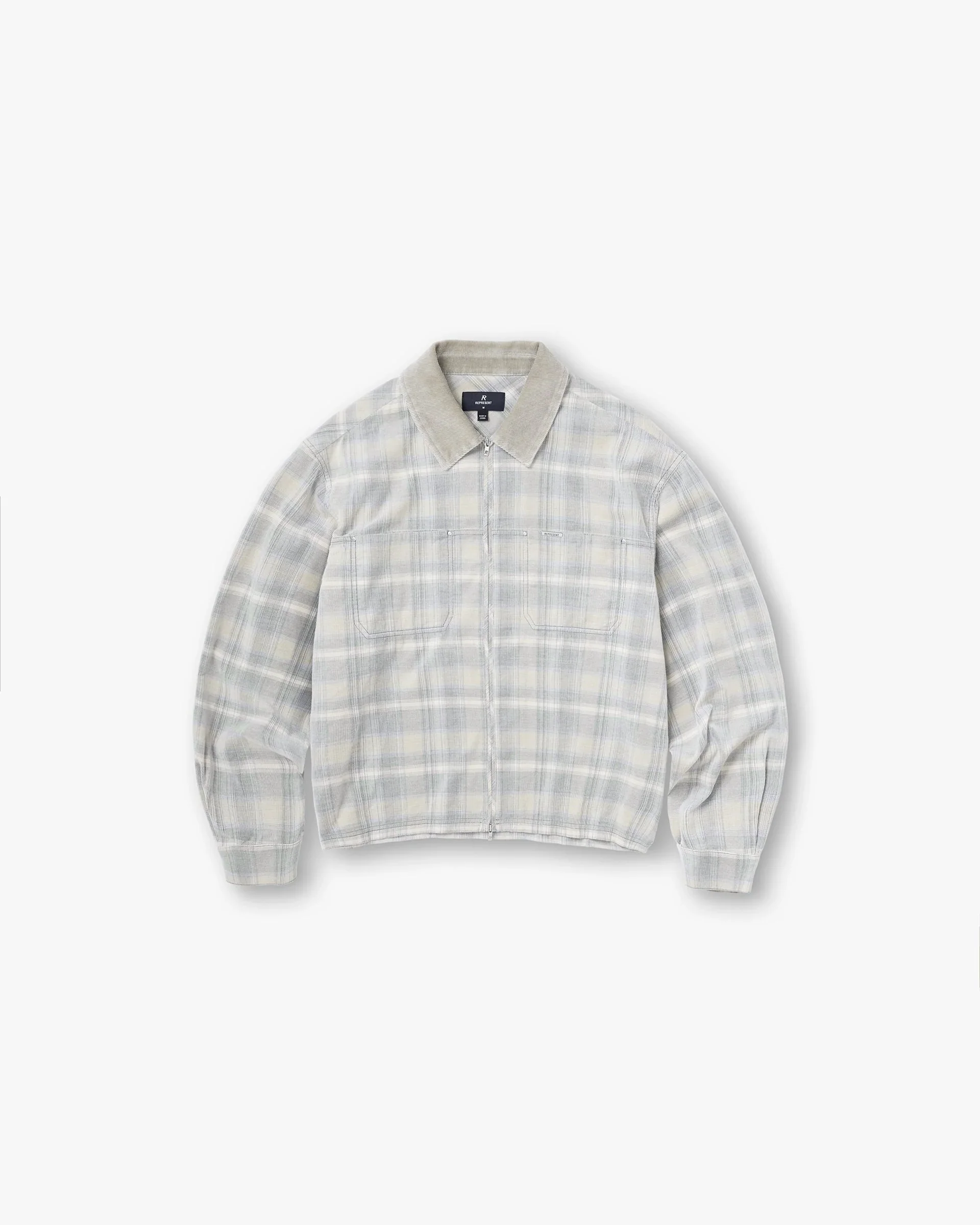 Cord Zip Flannel Shirt - Mineral