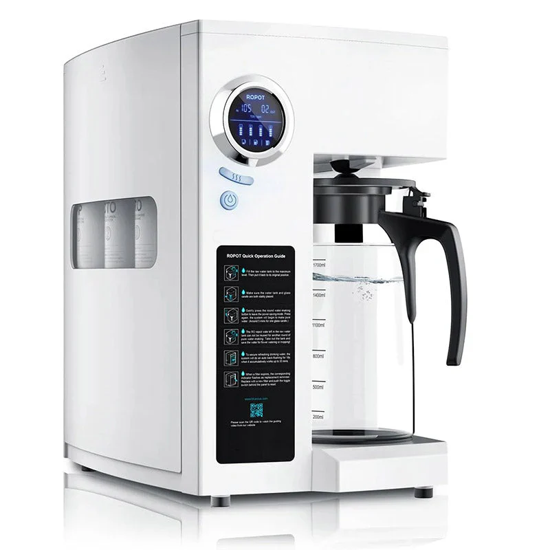 Système de filtration d'eau par osmose inverse RO100ROPOT-UV sur comptoir - Purification en 6 étapes avec UV et reminéralisation, filtration RO sur comptoir, purificateur d'eau portable