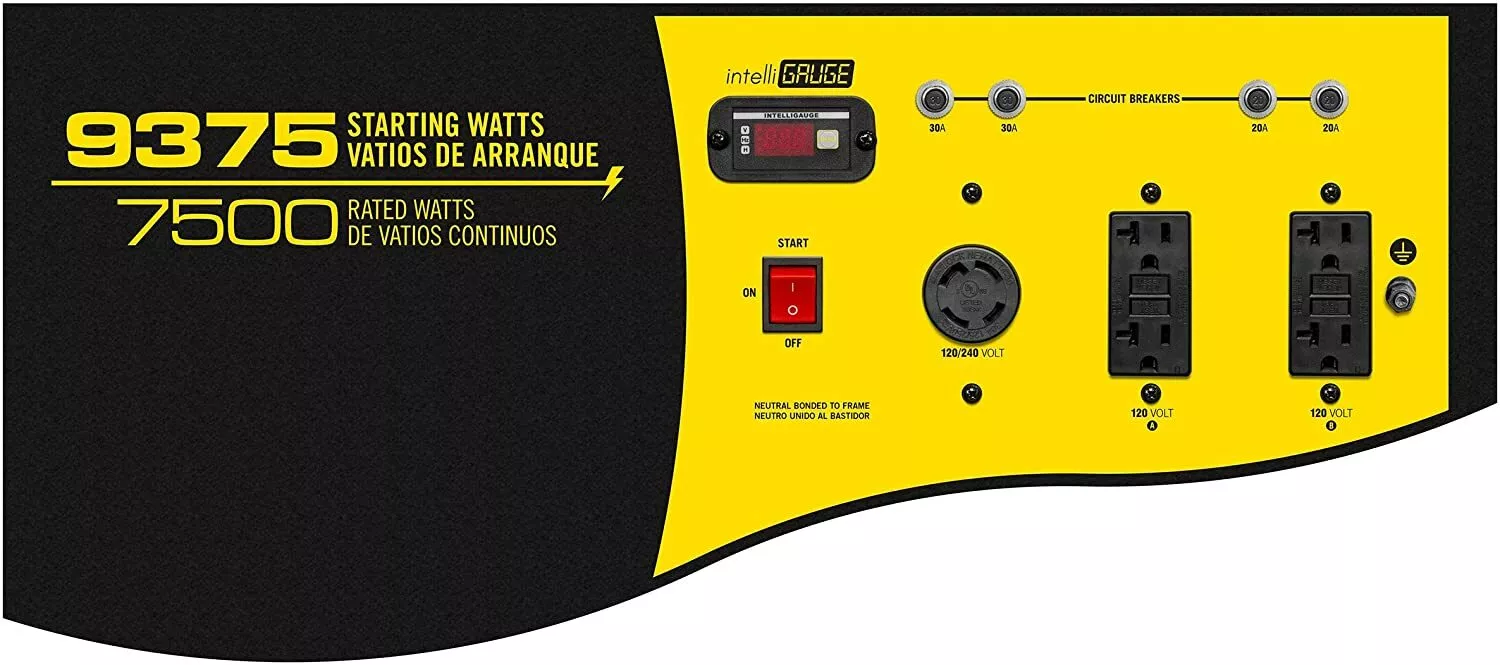 Générateur portable à essence Champion 9 375 W, compatible avec les véhicules récréatifs, avec démarrage à distance et pour la maison ou le camping-car.