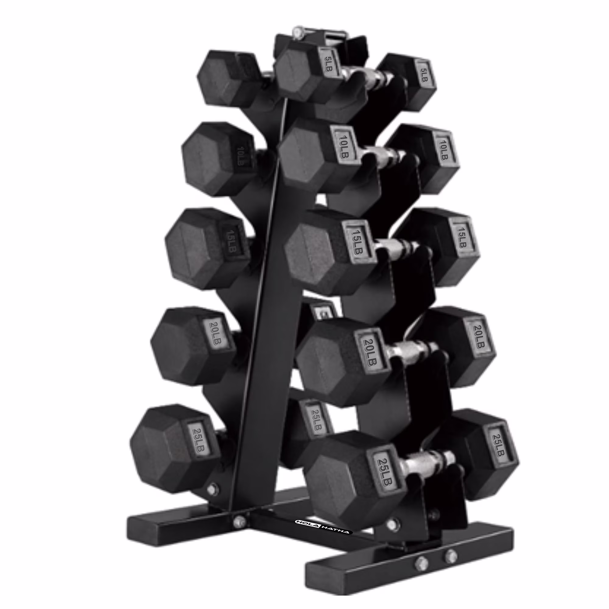 Hex Dumbbell with Rack, 5/10/15/20/25 lb (Black)(Black/150 lb)