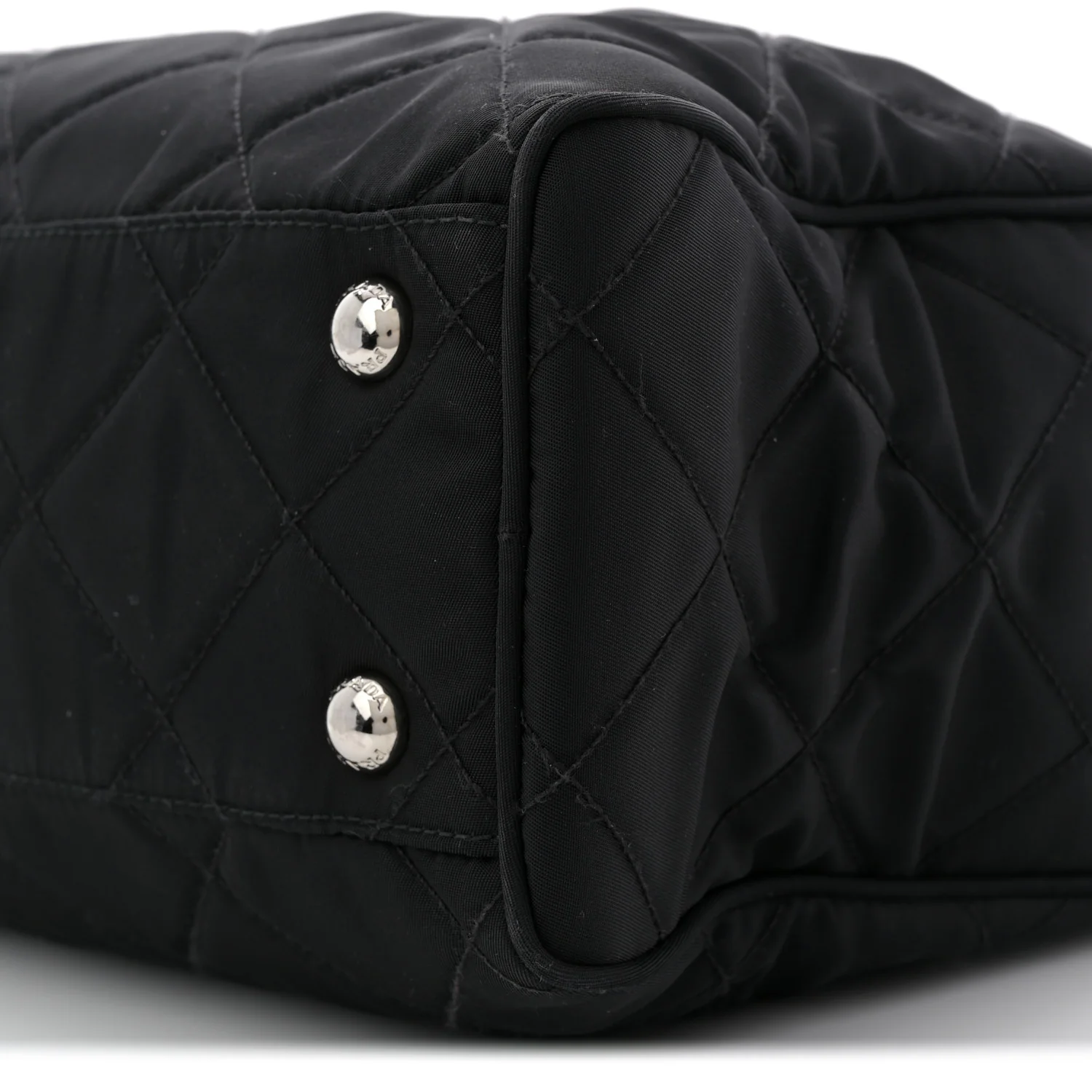 Nylon Tessuto Impuntu Quilted Shoulder Bag Black