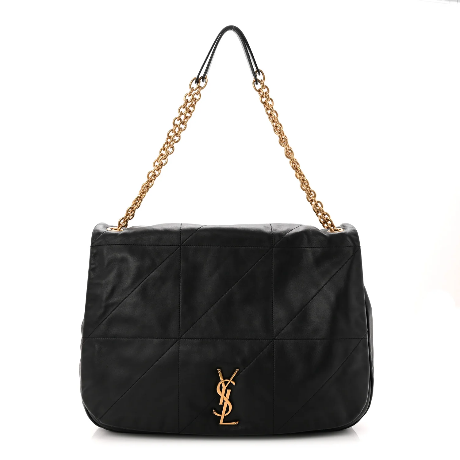 Lambskin Matelasse Monogram Large Jamie 4.3 Black