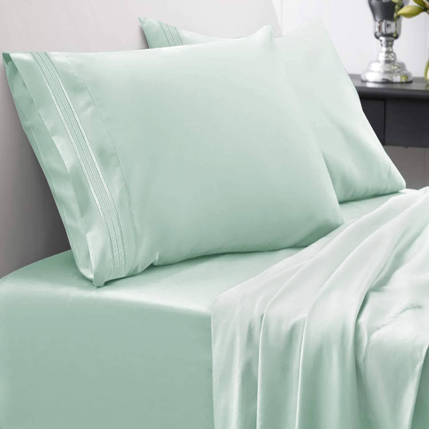 Sweet Home Collection 1800 Series Bed Sheets - Extra Soft Microfiber Deep Pocket Sheet Set - Mint, Queen