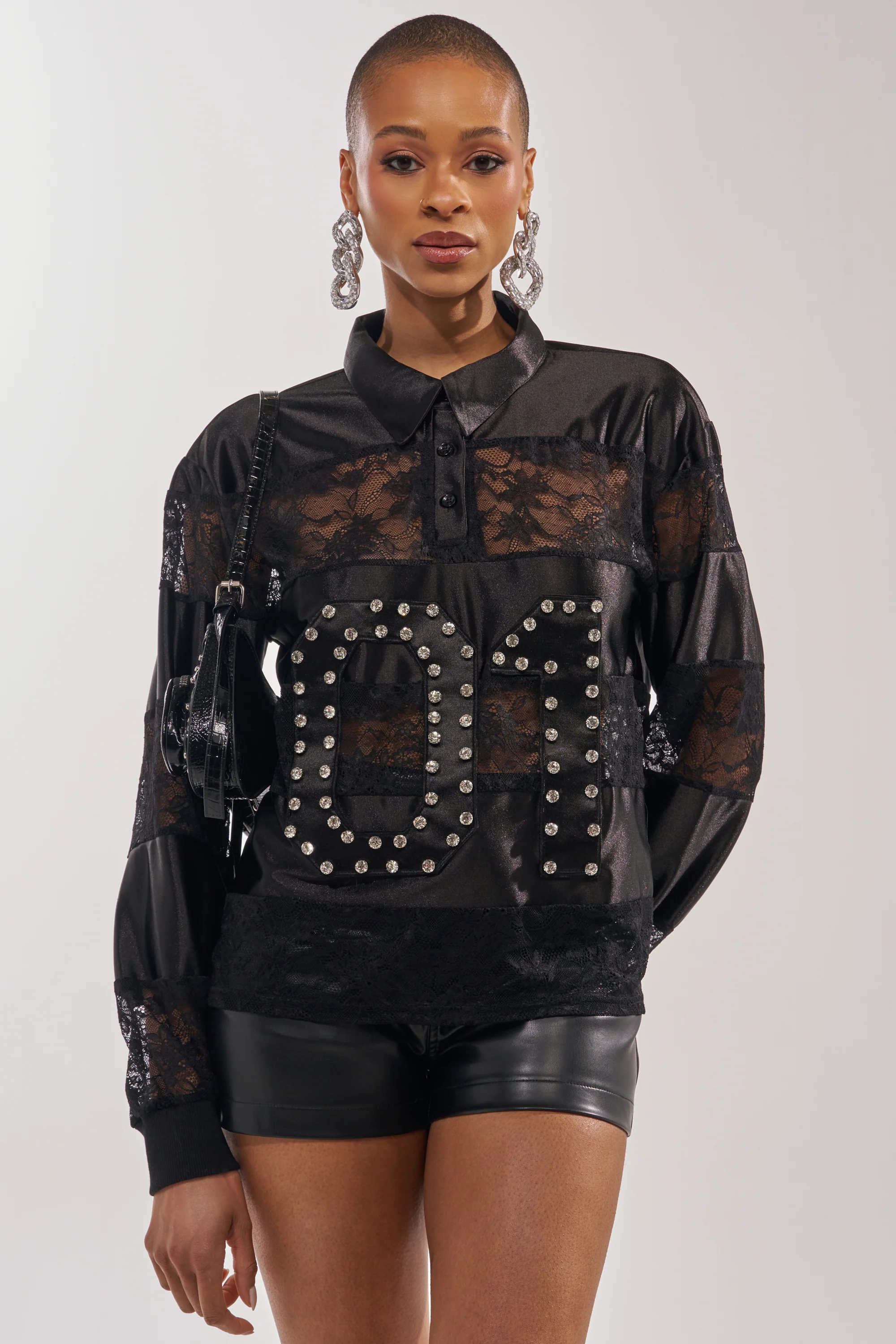 AT THE GAME PU LACE JERSEY TOP - Akira Store