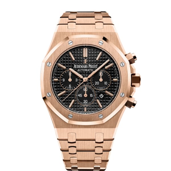 [Super Clone]Audemars Piguet Royal Oak Chronograph Black Dial 41mm 18k Pink Gold Watch 26320OR.OO.1220OR.01