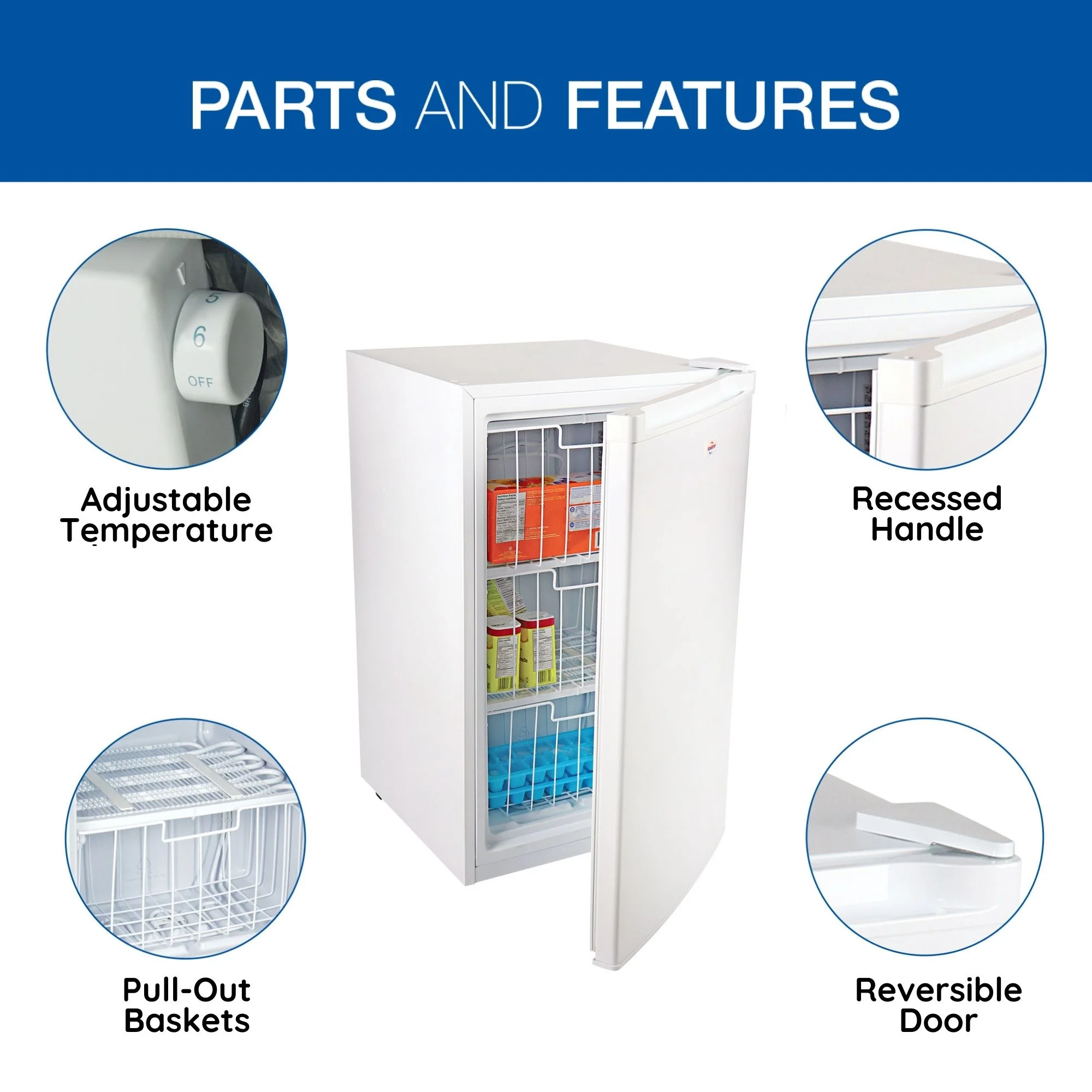Koolatron 3.1 cu ft Upright Freezer, 88 L Mini Freezer, White, Manual Defrost, Compact Design