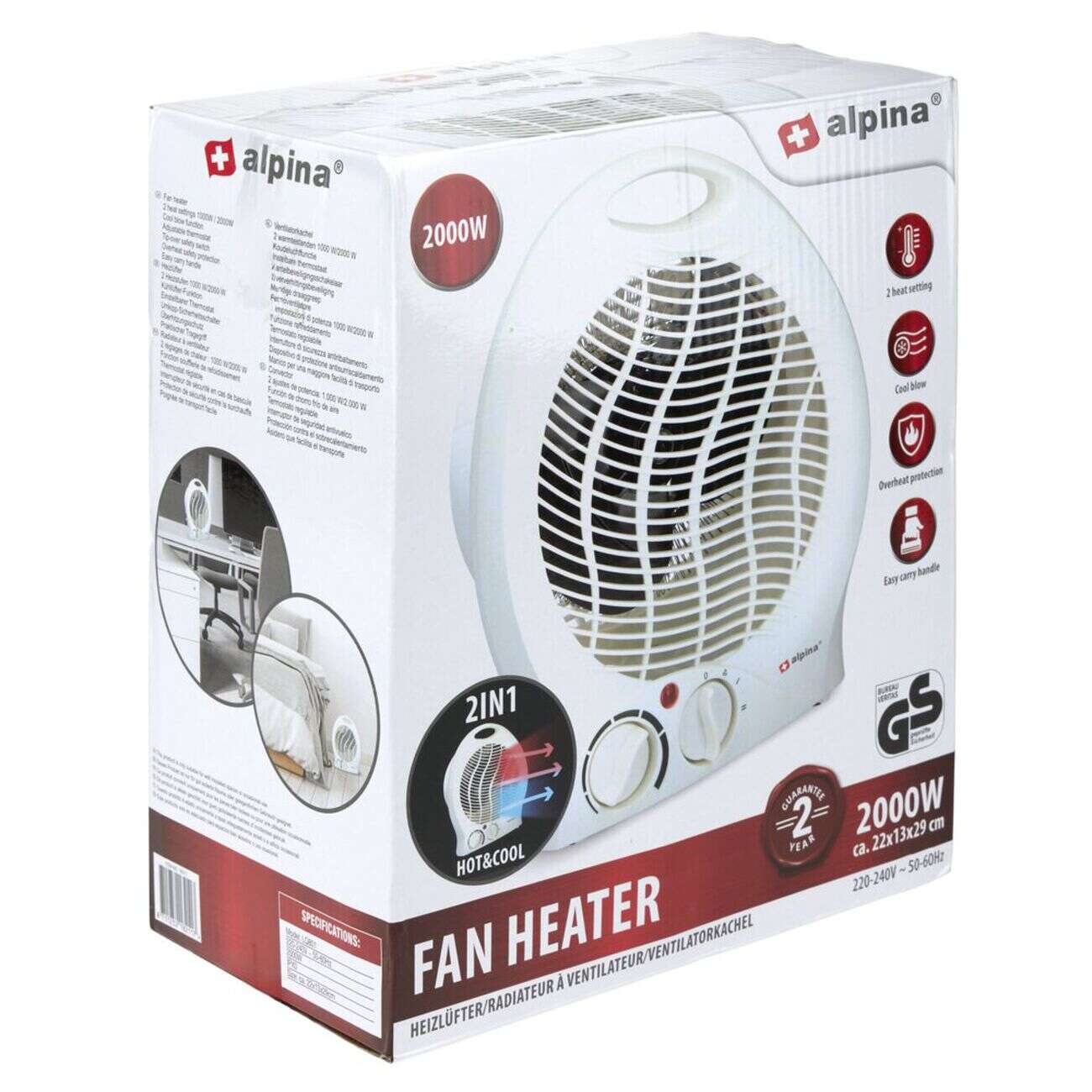 Chauffage soufflant Homday blanc 2000W