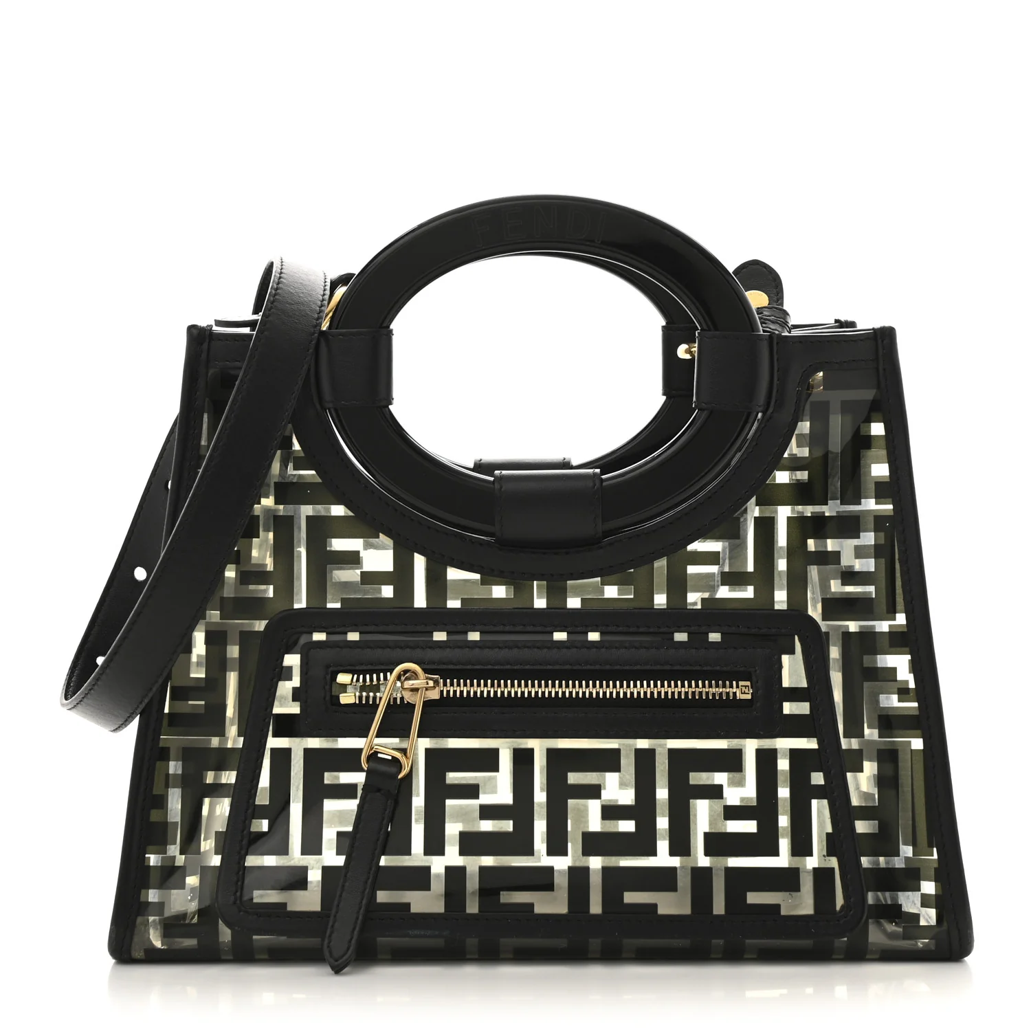 TPU FF Vitello Century Plexiglass Small Runaway Shopper Tote Black