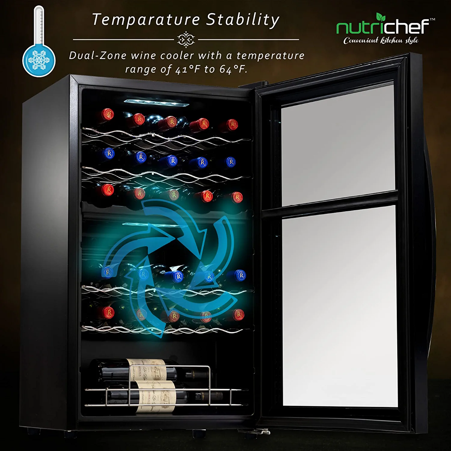 33 Bottle Dual-Zone Refrigerator PKCWCDS335(33 Bottle Dual Zone Black/33 Bottle Dual Zone Black) - Image 4