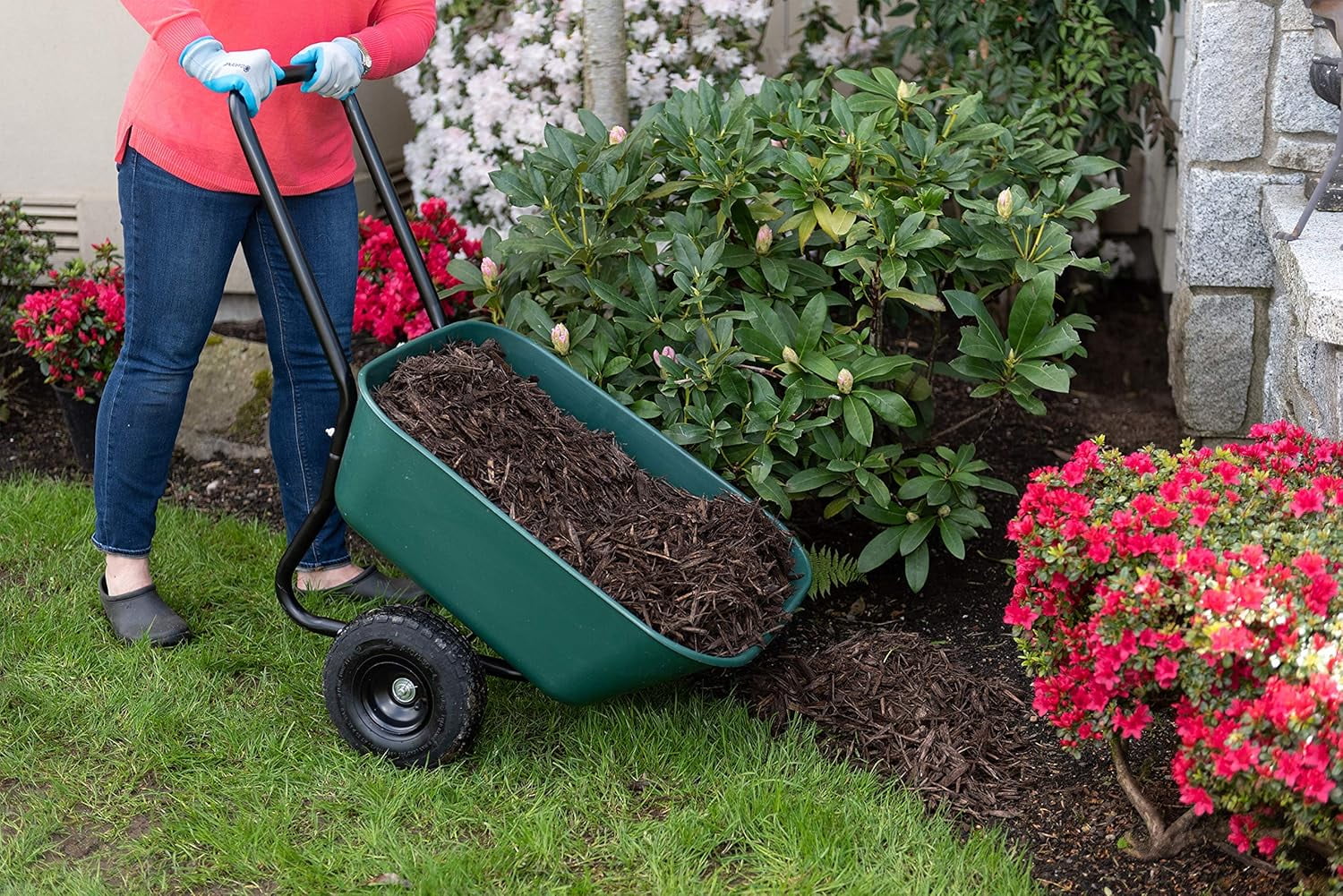 Garden Barrow Dual-Wheel Residential Wheelbarrow Garden Cart