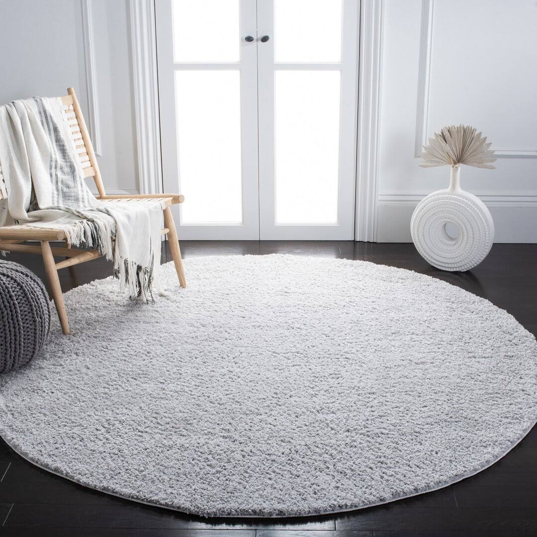 Aidoo Light Gray Area Rug Ebern Designs Rug Size: Round 6'7