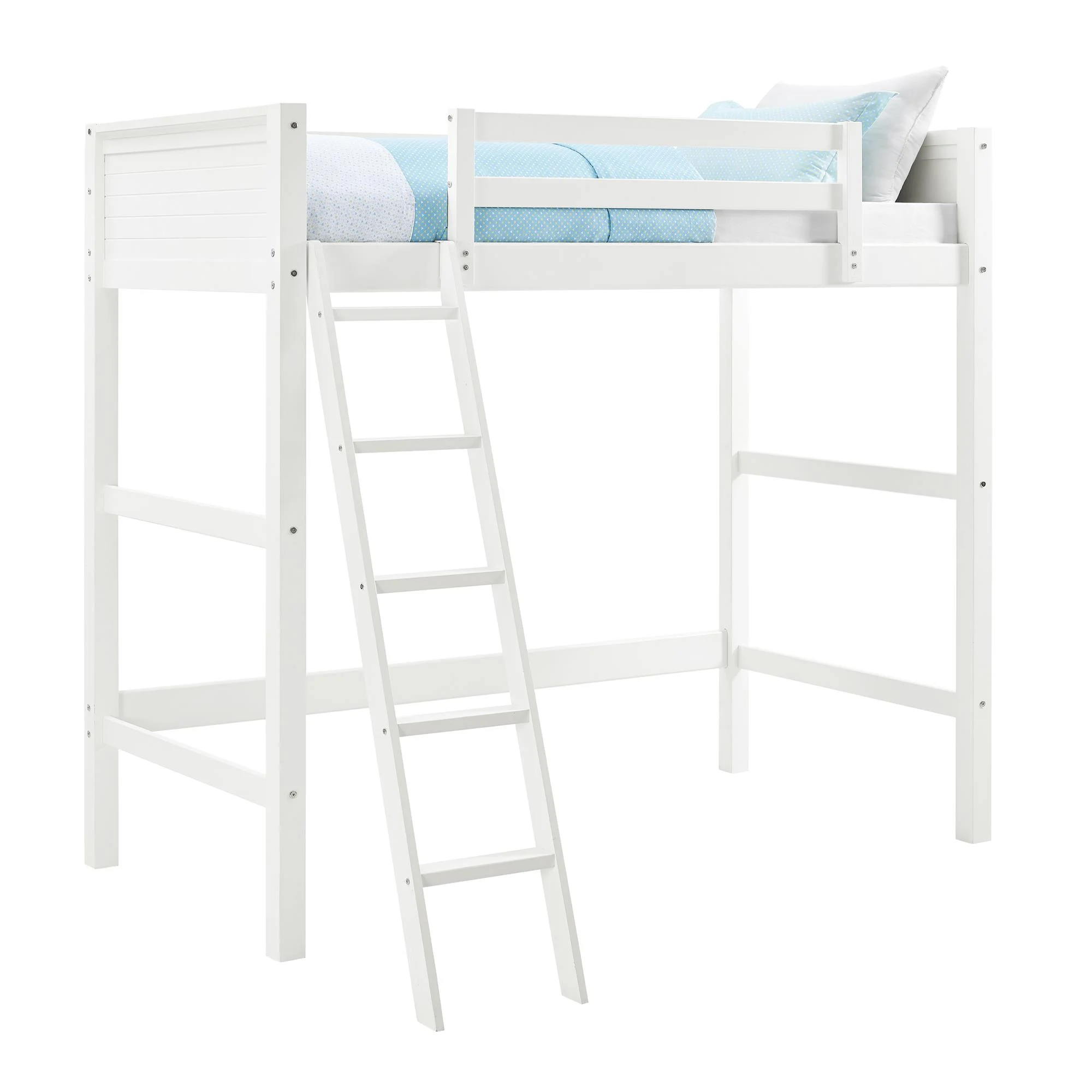 Your Zone Kiarah Twin Loft Bed with Ladder, White