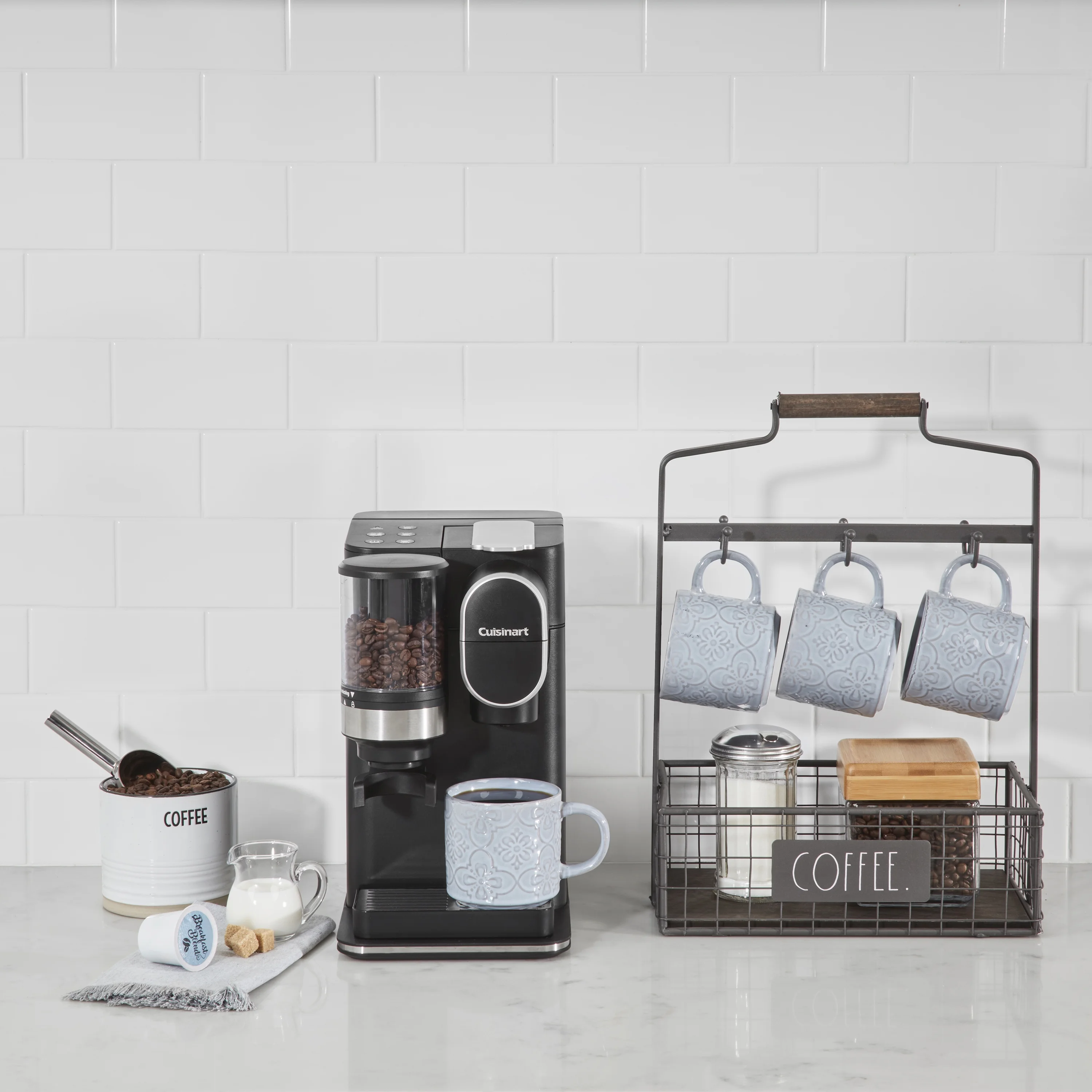 Cuisinart Grind & Brew Classic Black Single Serve Coffee Maker with Built - in Grinder