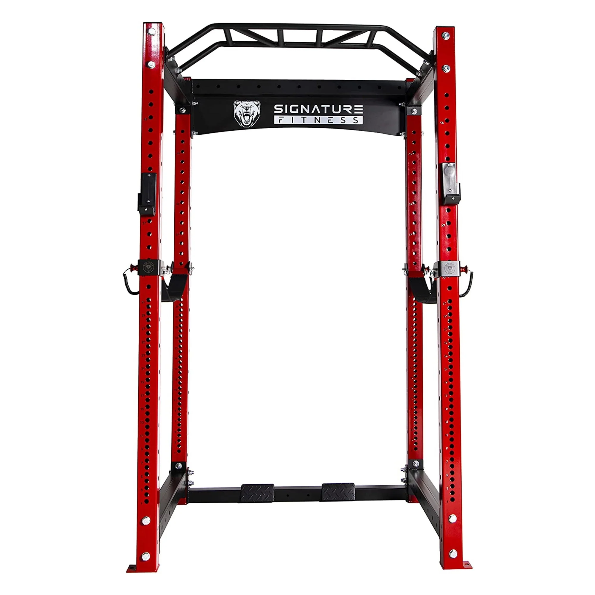 Signature Fitness 1, 500 lb Capacity 3 x 3 in Power Cage Squat Rack, Red