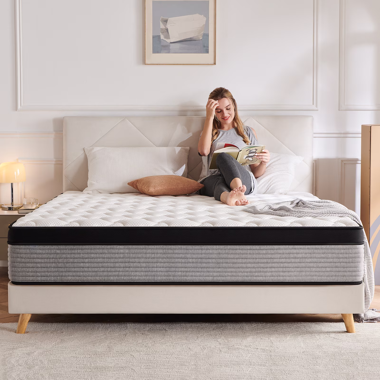 Queen Mattress, 12" Plush Hybrid Innerspring and Memory Foam Mattress with Pressure Relief for Adult(Queen/12 in)
