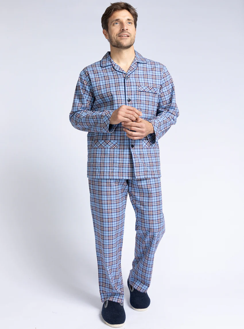 Pyjama chaud homme en coton bleu jean