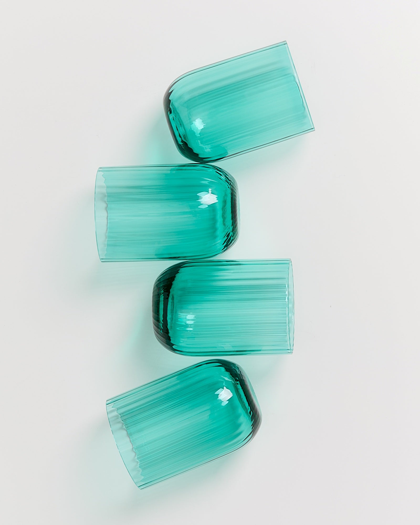 JOIA - SMALL GLASS RIFFLED TURQUOISE