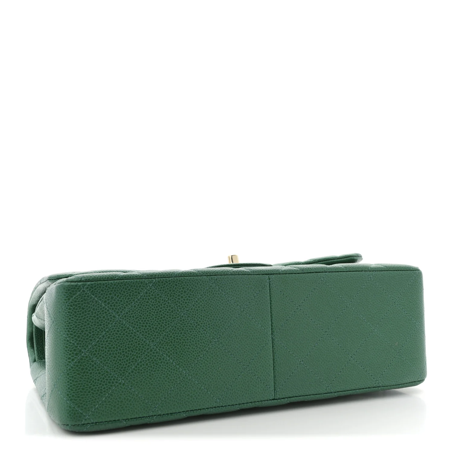 Metallic Caviar Quilted Jumbo Double Flap Green