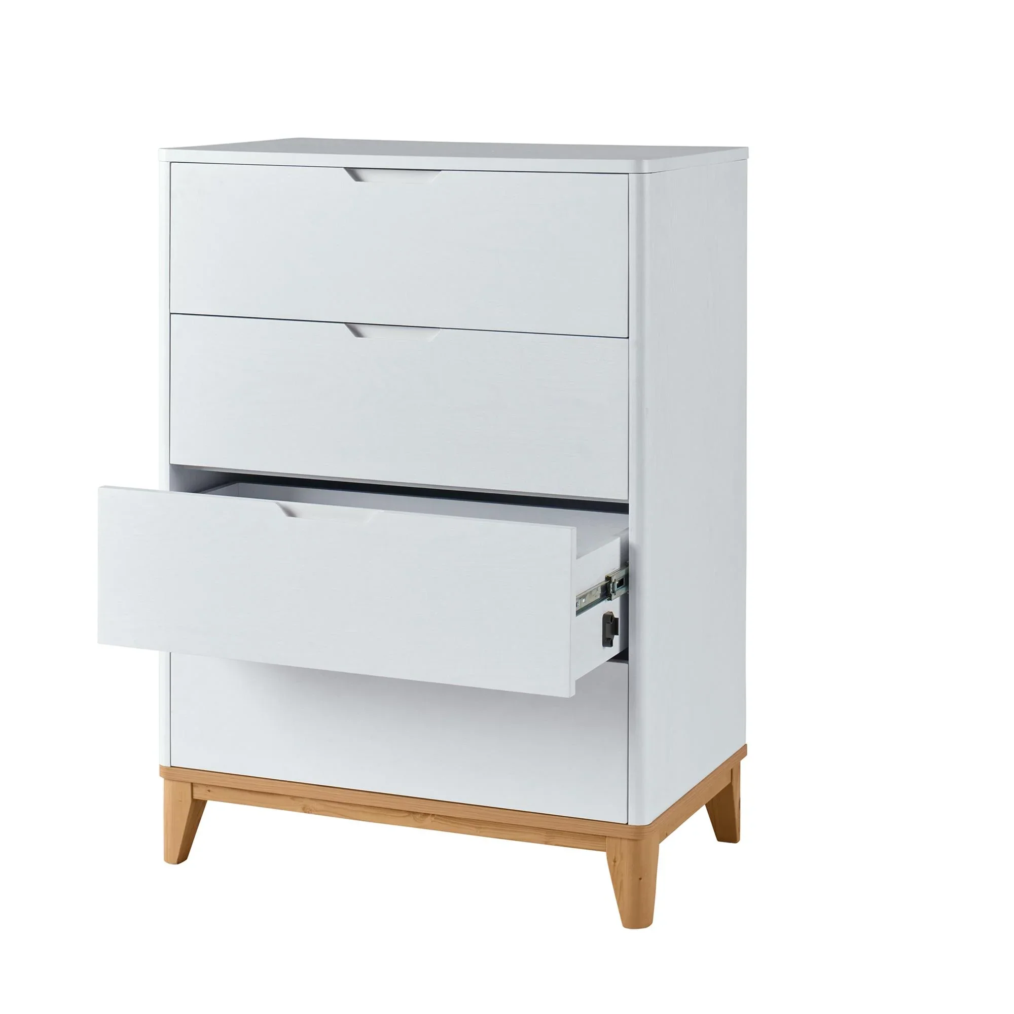 Better Homes & Gardens Leighton 4 Drawer Dresser, White and Natural