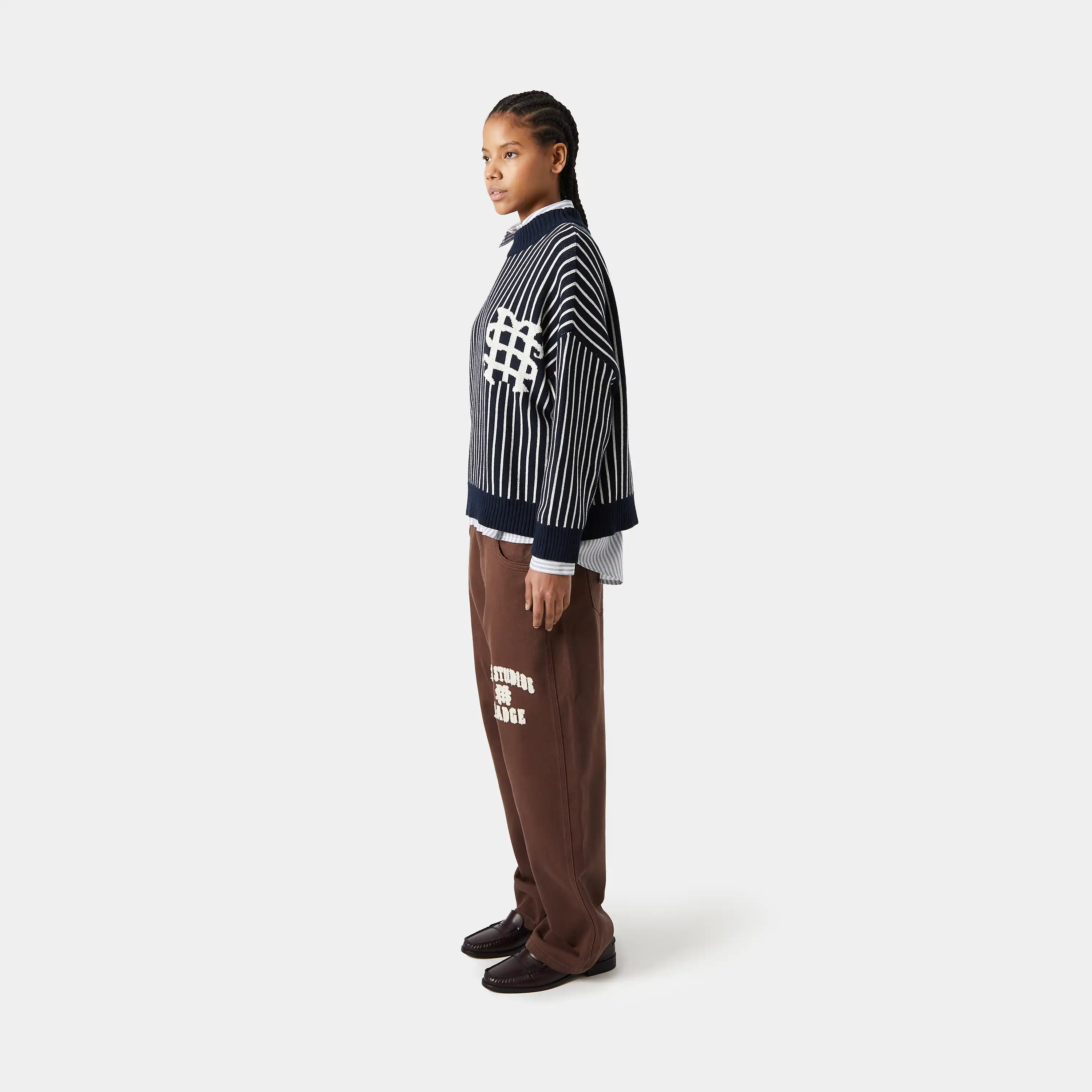 Badge Navy Stripes Knit Sweater