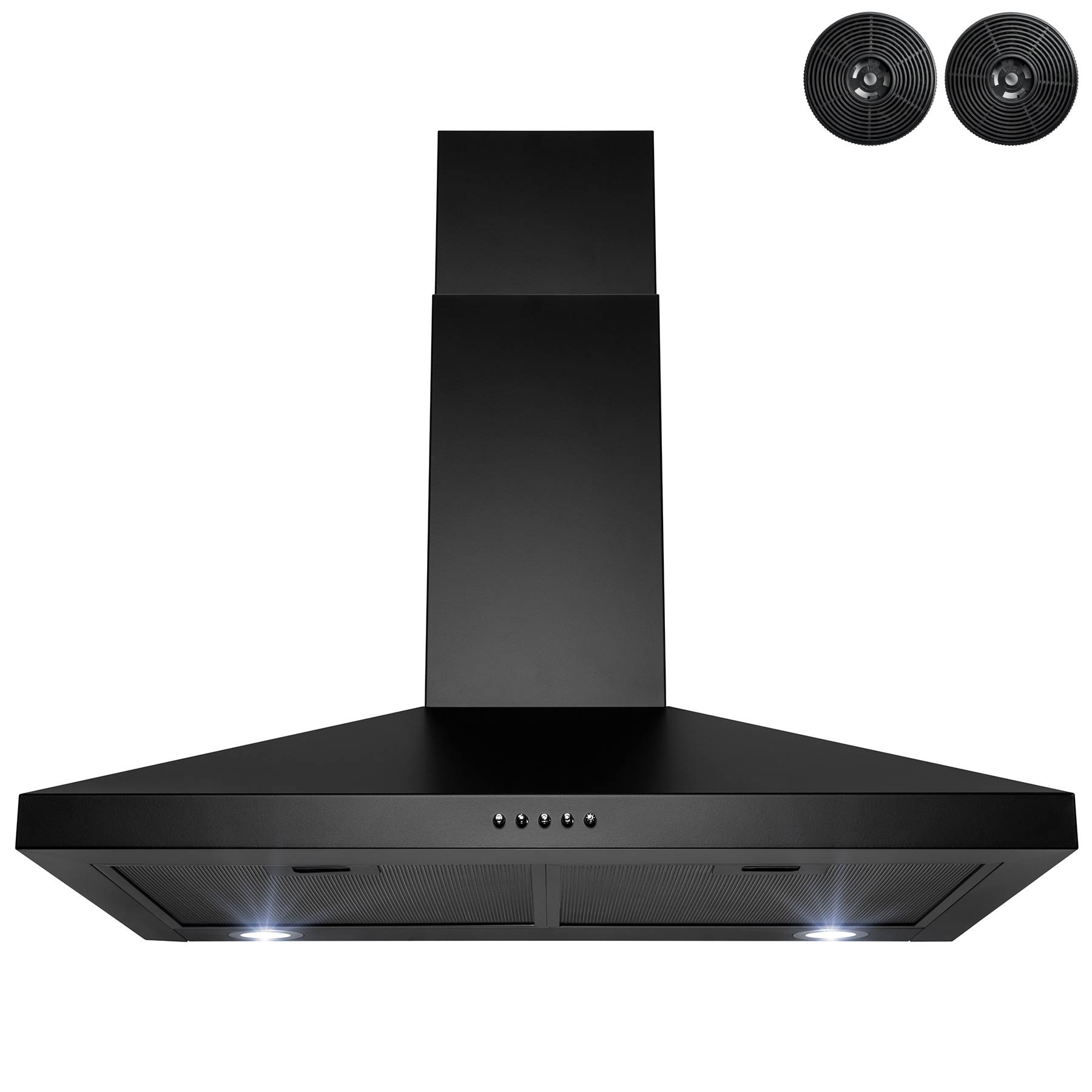 AKDY 30-in Convertible Black Painted Wall-Mounted Range Hood with Charcoal Filter RH0474