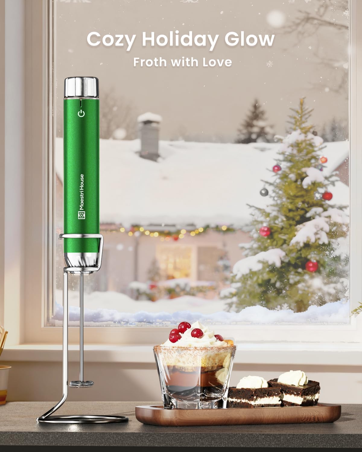 Maestri House LunaFro Max Rechargeable Milk Frother, Stepless Speed Control