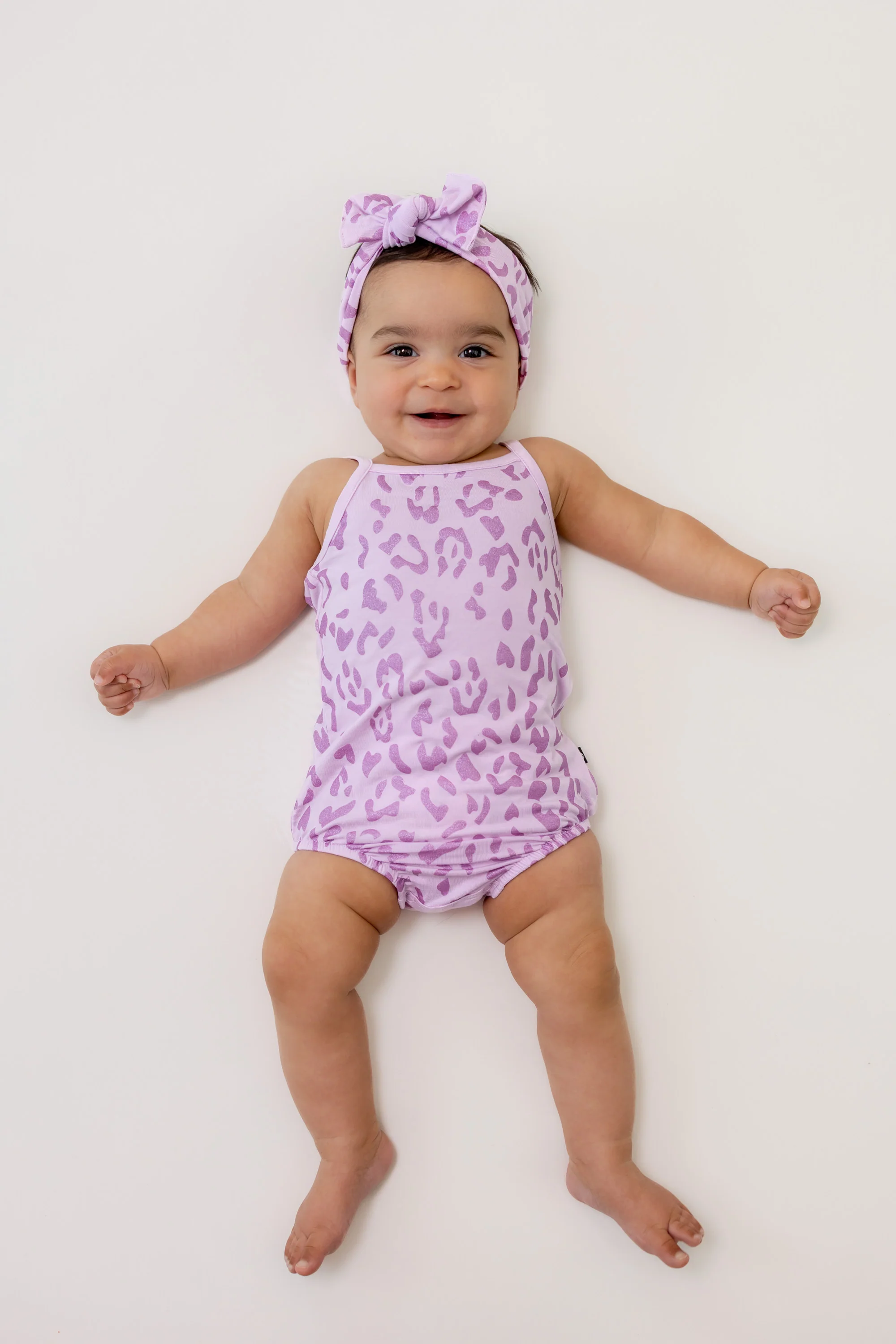 Spaghetti Strap Leotard in Thistle Leopard