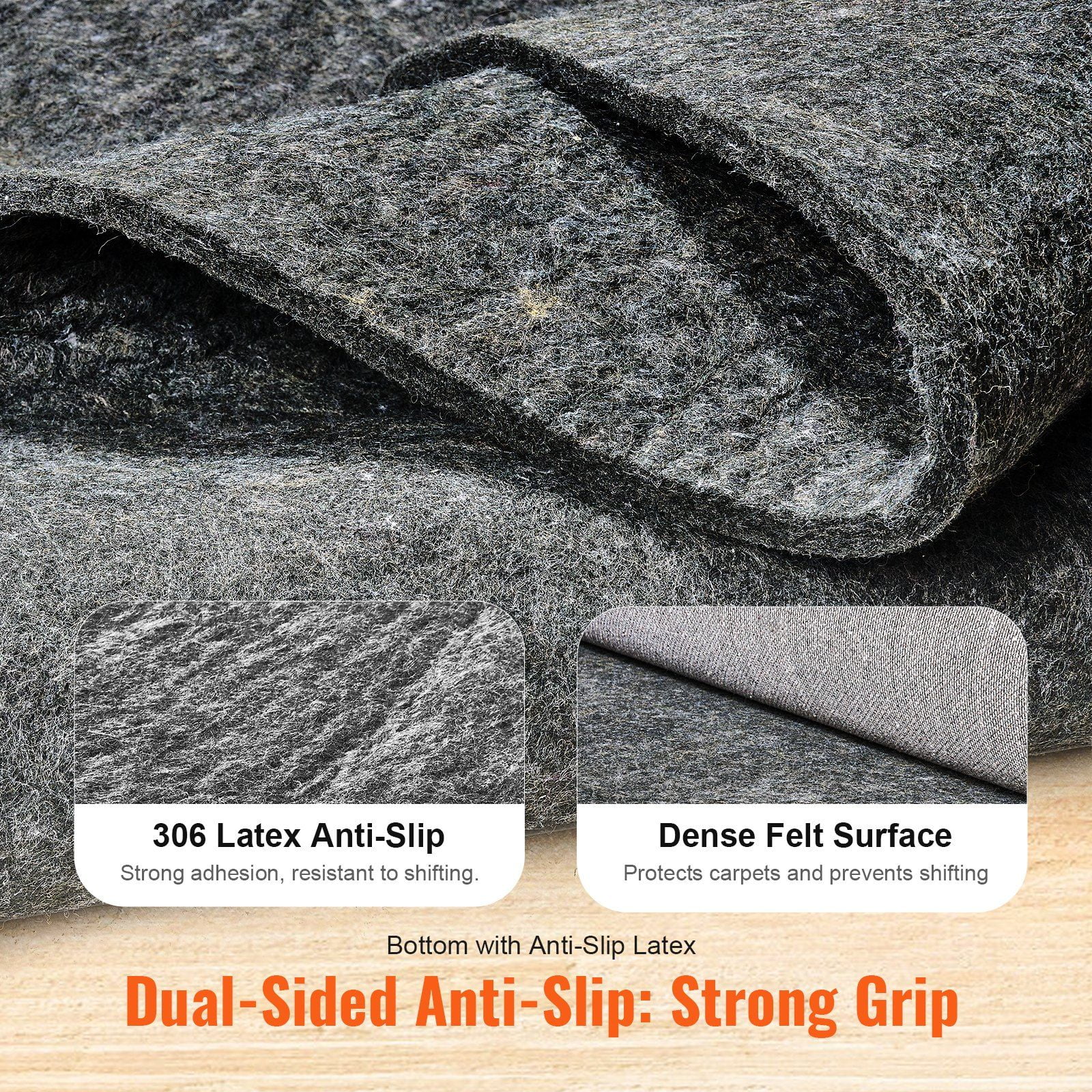 Extra Thick 0.47" Rug Pad Gripper 9x12 Feet - Slip-Proof Floor Protector for All Surfaces