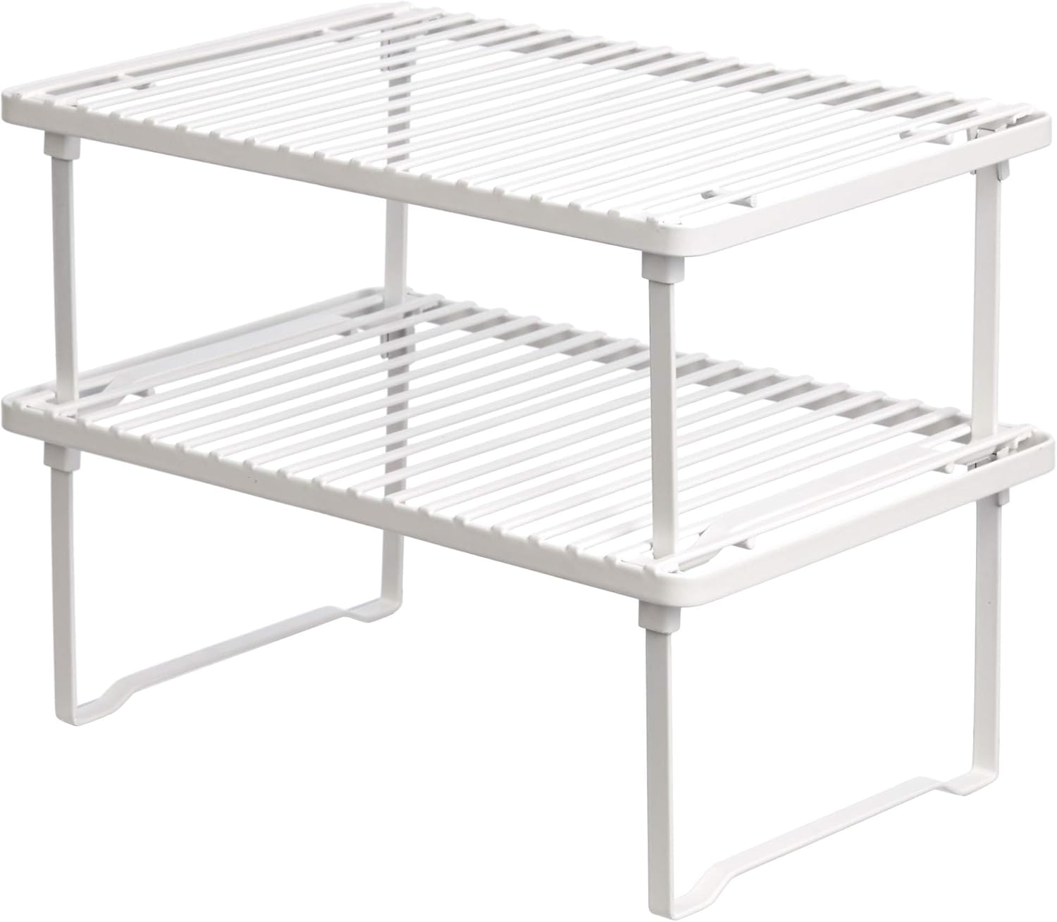 Amazon Basics Space-Saving Stackable Metal Kitchen Cabinet Organizer Shelves for Dishes, Pantry Organization, 12.5