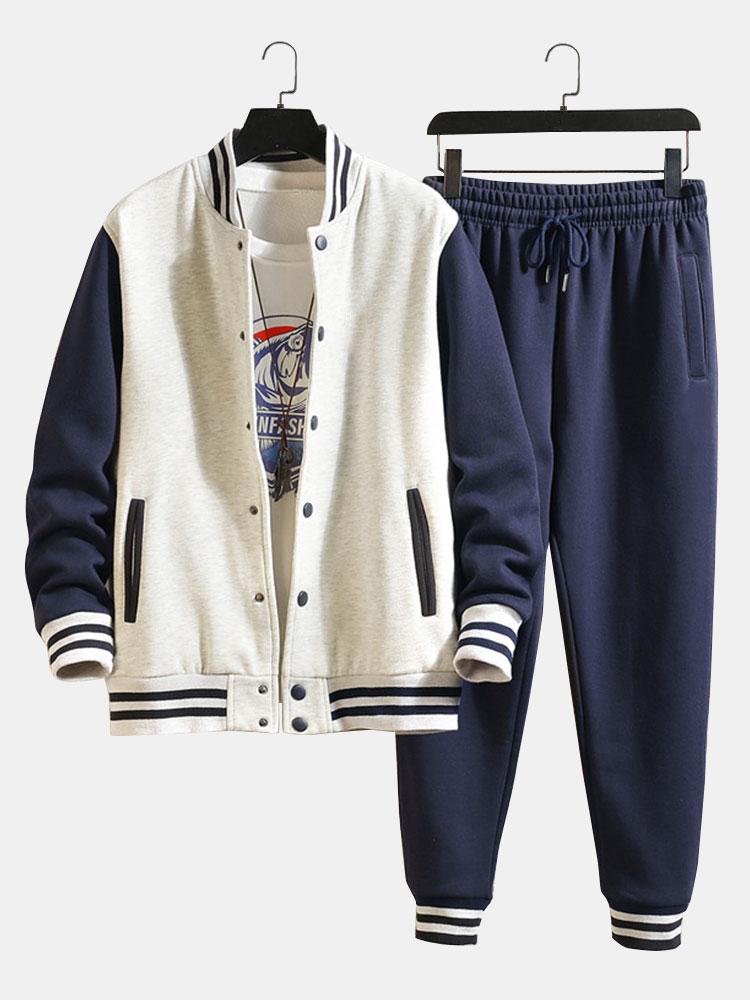 Veste de baseball et pantalon de jogging contrastés