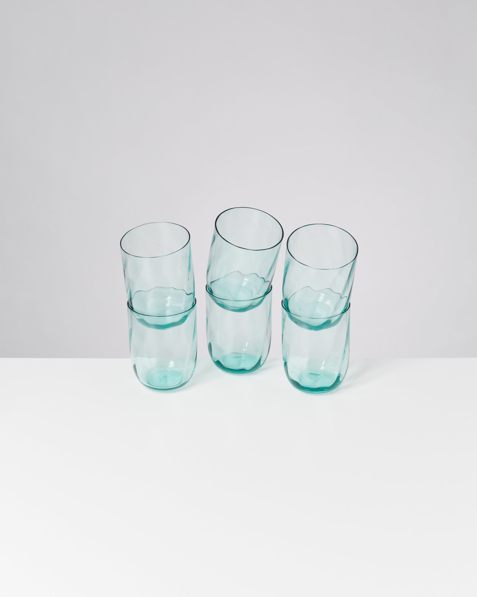 CALMA - LARGE GLASS SWIRL GREEN SET OF 6