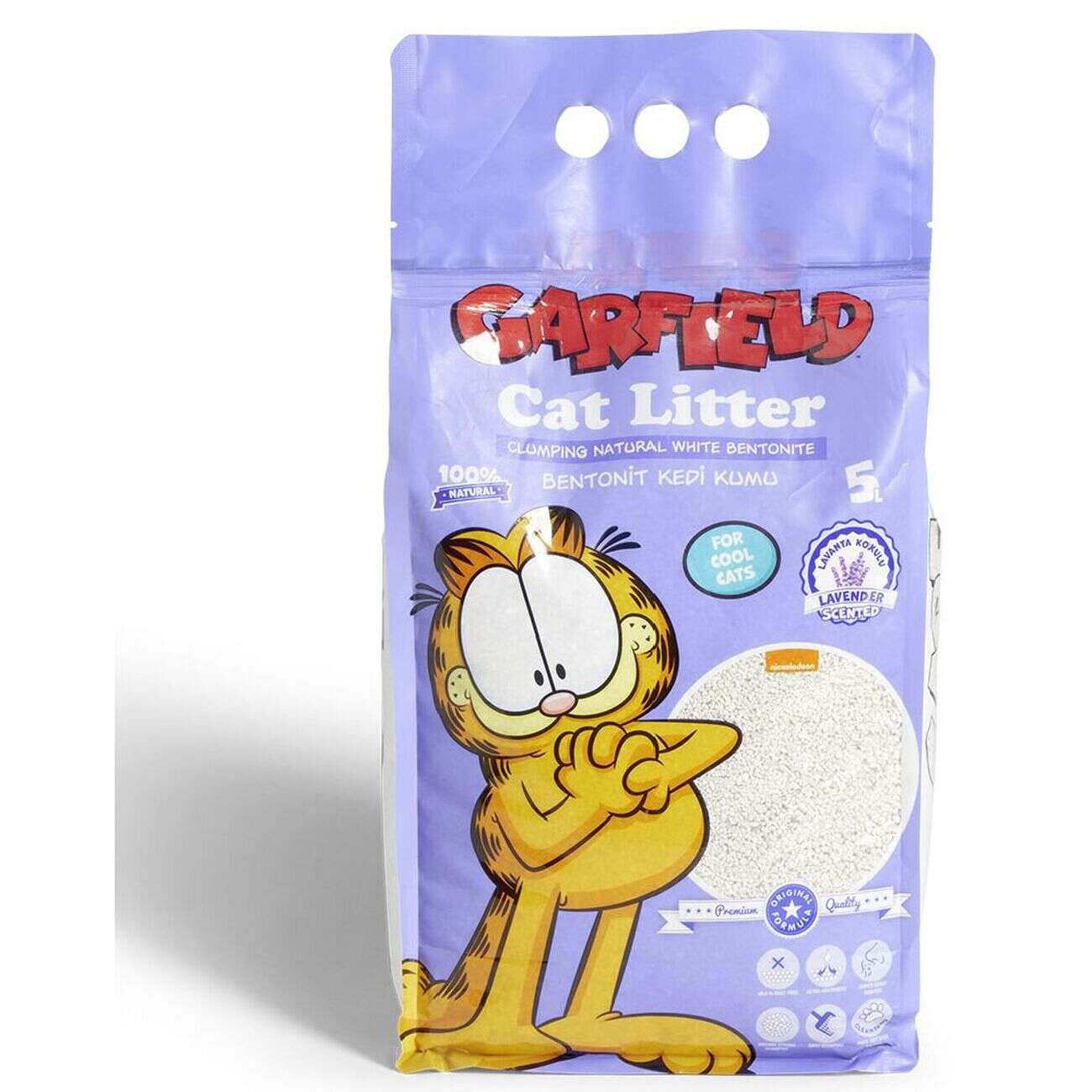 Litière naturelle pour chat Garfield senteur lavande bentonite 5kg