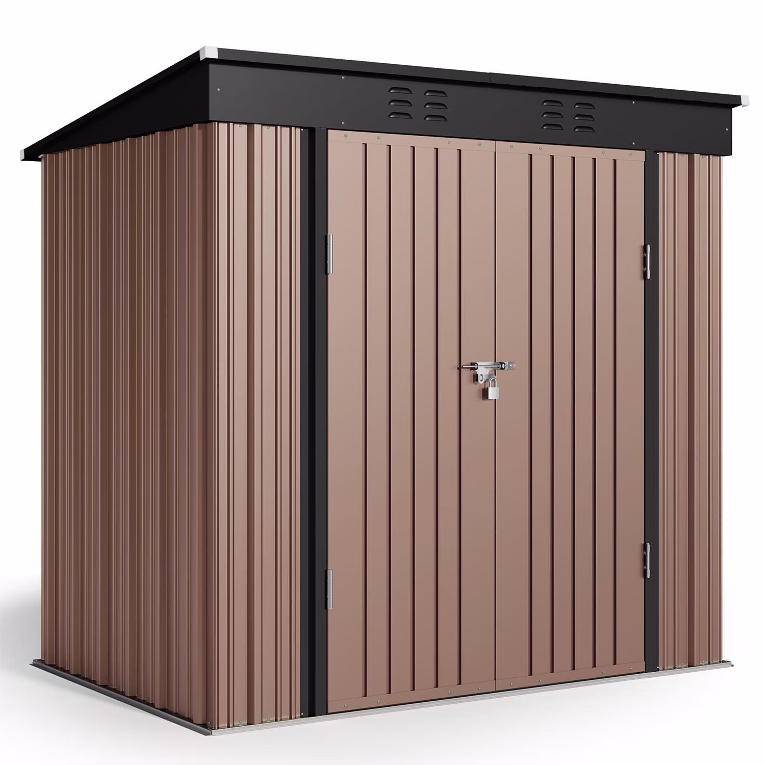 Lofka 6ft x 4ft Outdoor Storage Shed, Metal Garden Shed,Brown