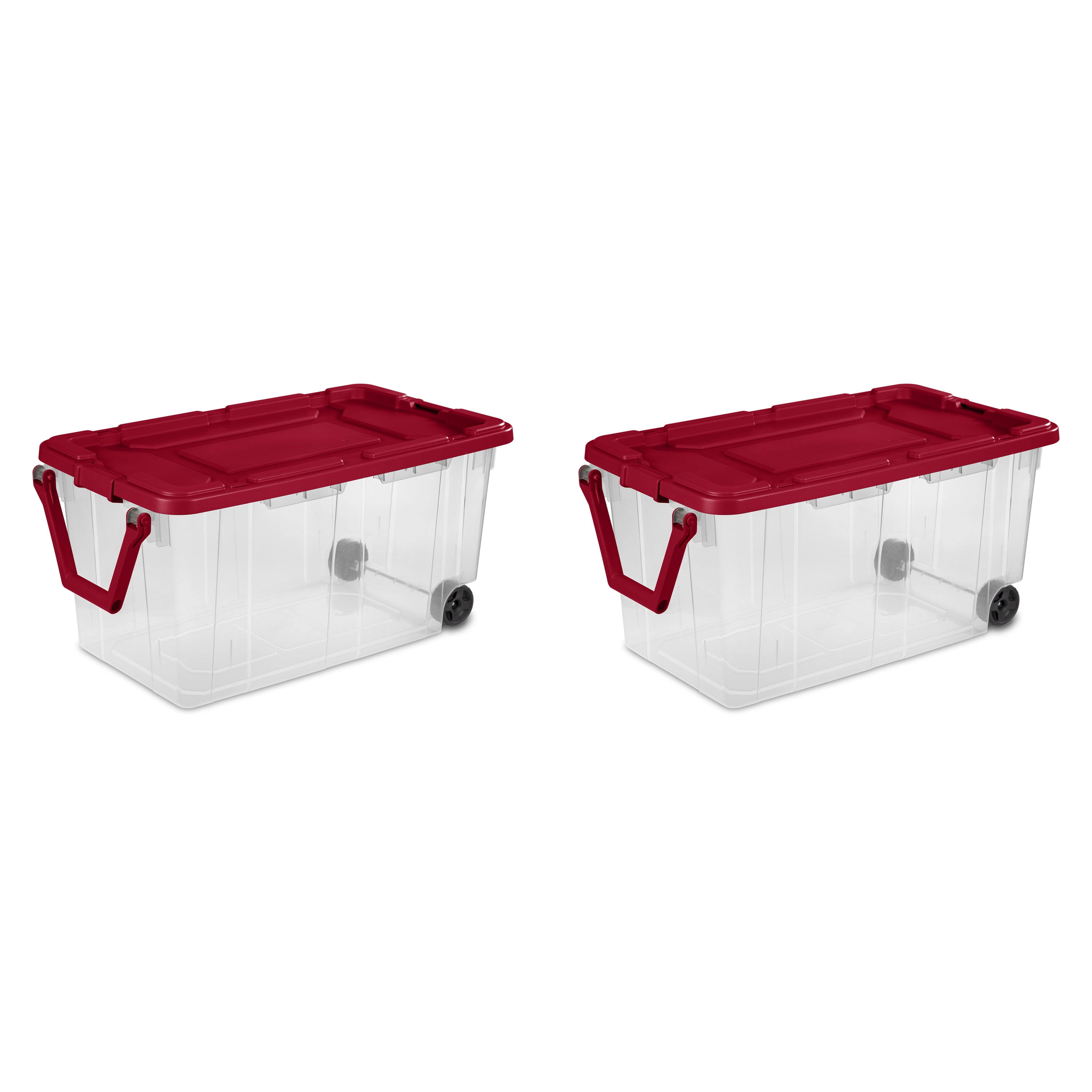 Sterilite 160 qt. Wheeled Storage Box Infra Red Set of 2, Size: 36 3/4 inch Large x 21 3/8 inch W x 18 inch H