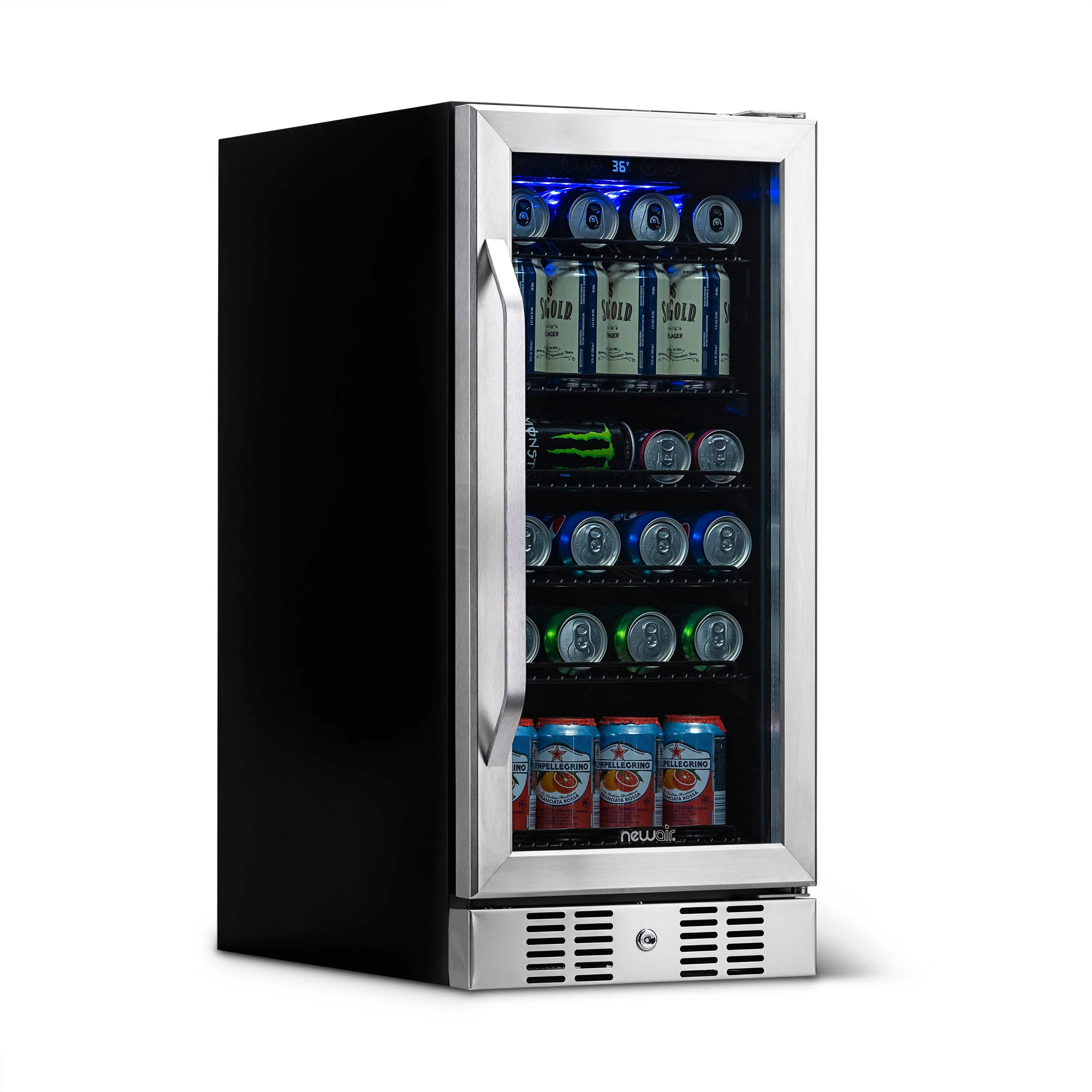 Newair 96-Can Built-In Stainless Steel Beverage Fridge - 15