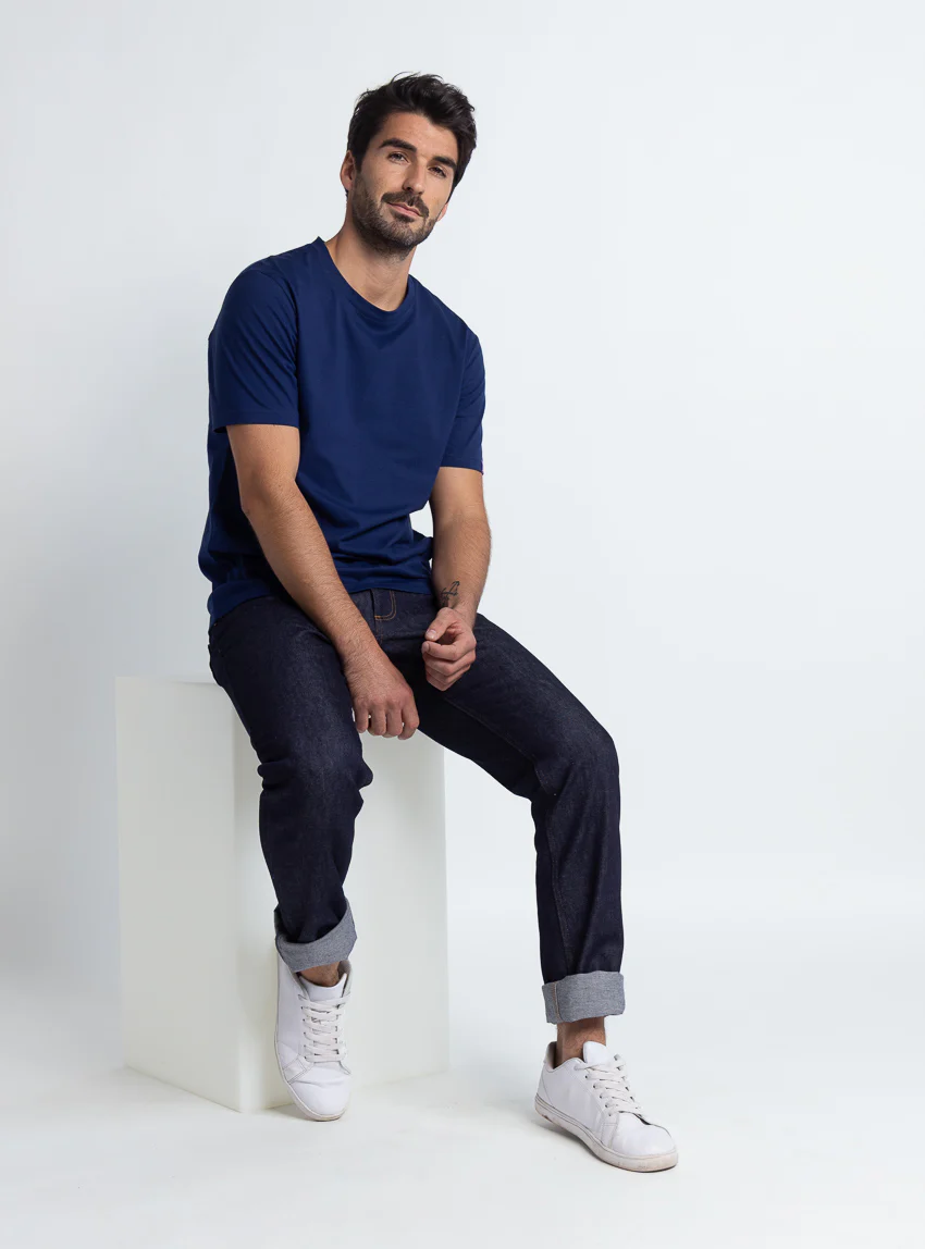 Tee-shirt homme en coton bio bleu marine