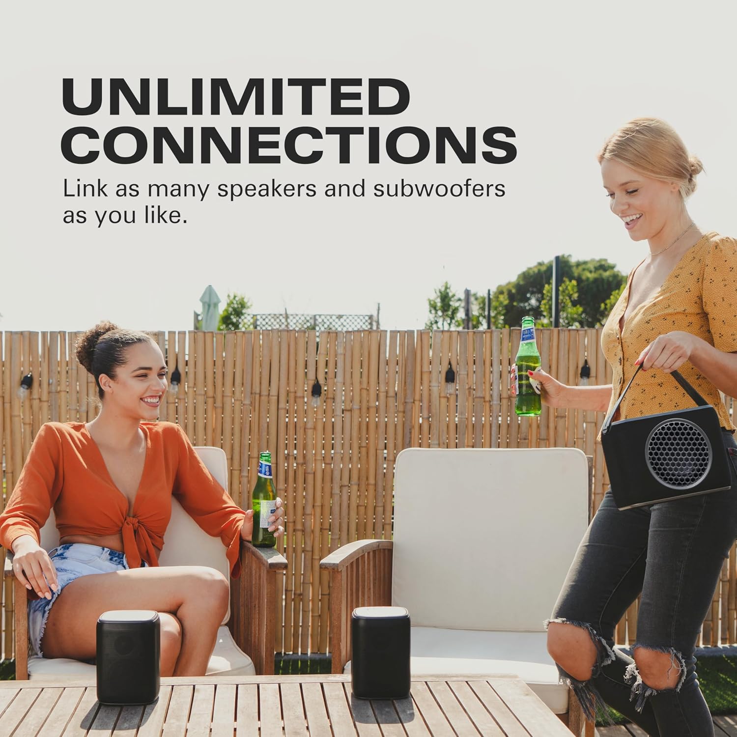 Rocksteady Stadium 2: Four Speakers Bundle - Immersive  connectible  and up to 150 ft of Range. Up to 30 Hours of Battery Life.