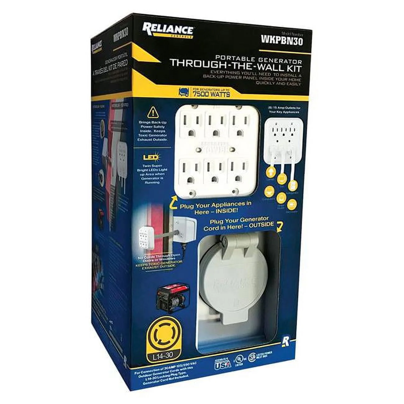 Reliance Controls WKPBN30 Portable Generator Through - the - Wall Kit Pwr Transfer