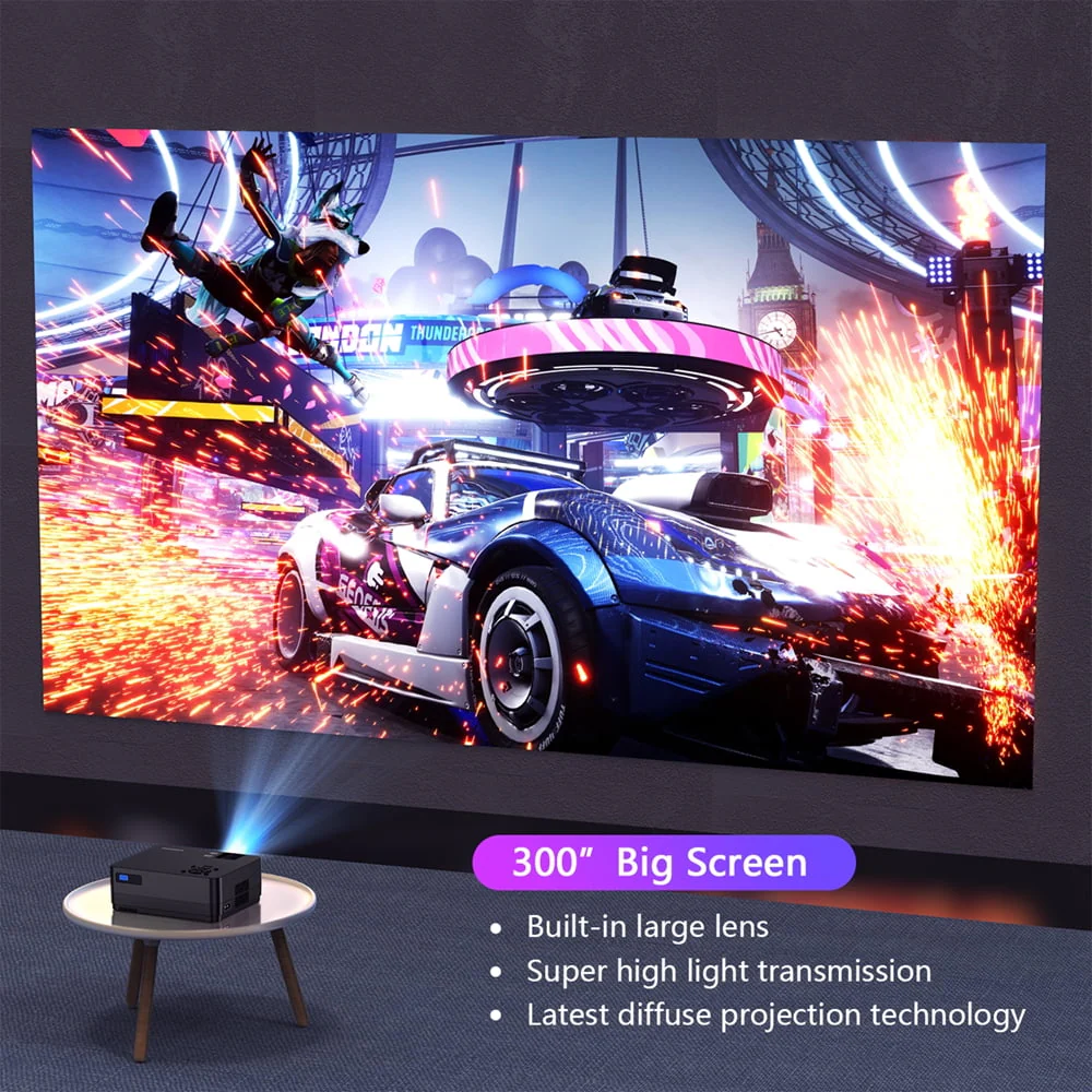 ROCONIA 5G WiFi Bluetooth Native 1080P Projector, 13000LM Full HD Movie Projector, LCD Technology 300" Display Support 4k Home Theater,(Projector Screen Included) - Image 3