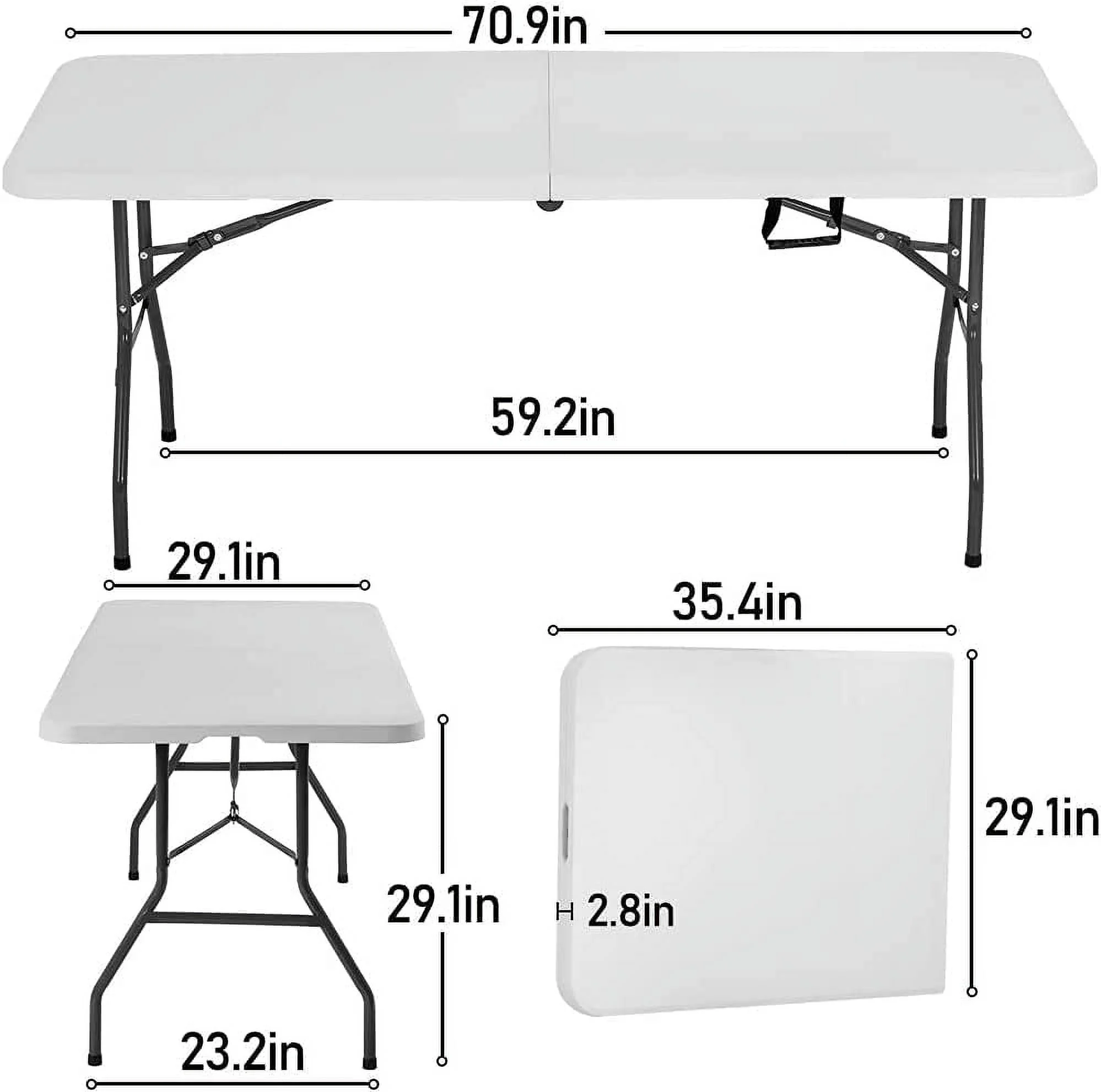 Folding Half Portable Foldable Table for Parties Backyard Events (White, 6 FT 70 * 29) (White, 6 FT) - Image 3
