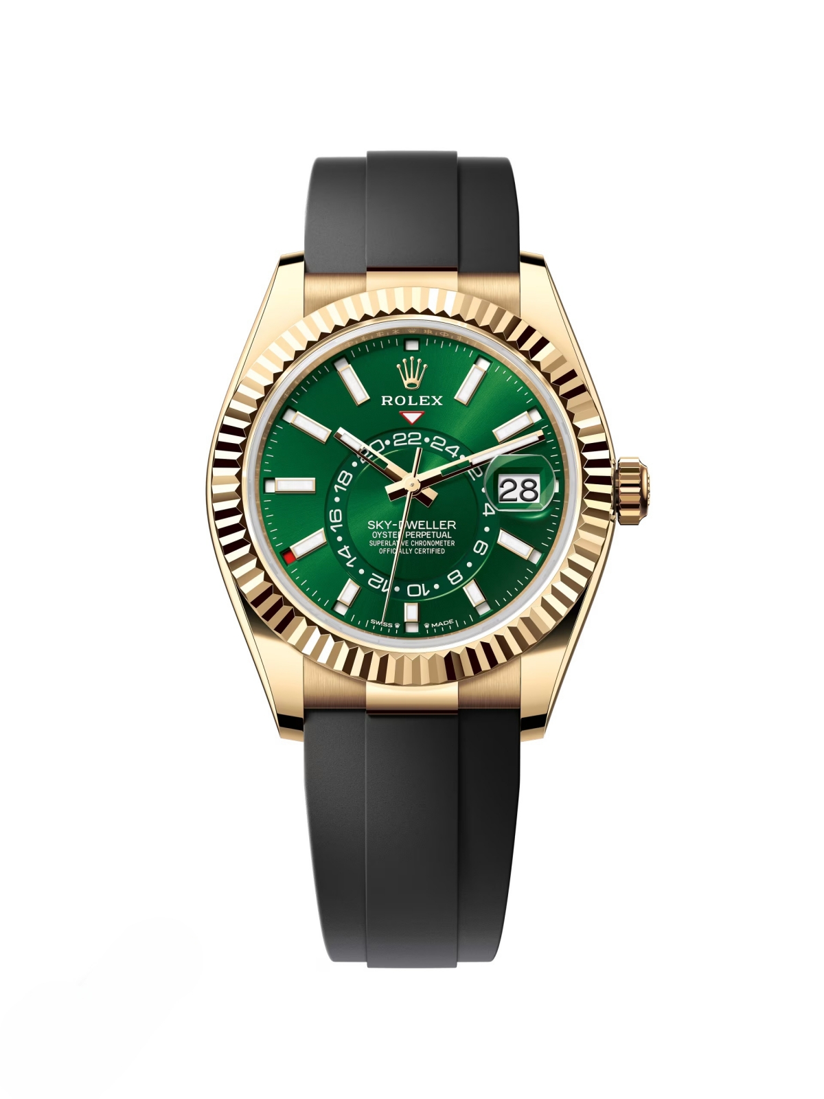 [Super Clone]RLX  Sky-Dweller 42mm Yellow Gold Bright Green Dial Oysterflex - 336238 - New 2025 Release
