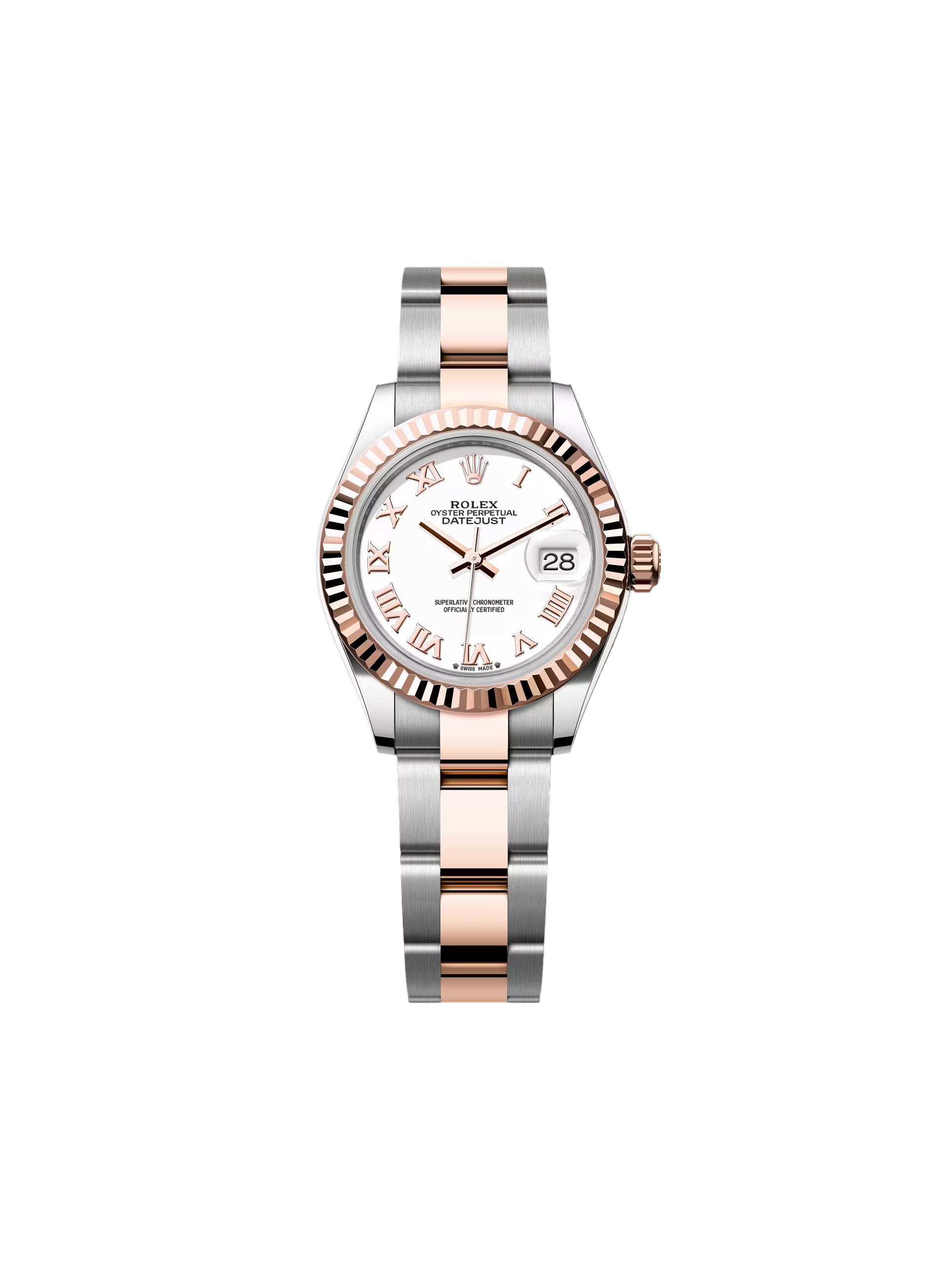 【Super Clone】RLX Lady-Datejust 28mm 279171 White Roman Oyster Stainless Steel and Rose Gold
