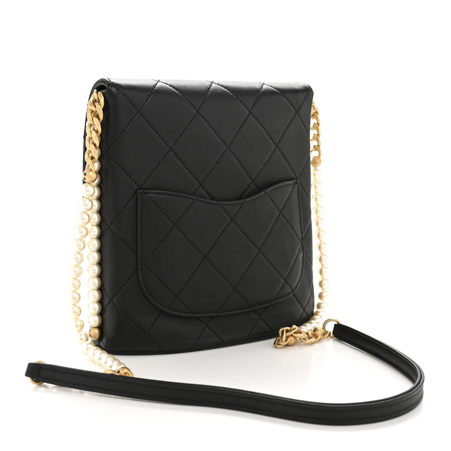 Calfskin Quilted Pearl Small About Pearls Hobo Bag Black