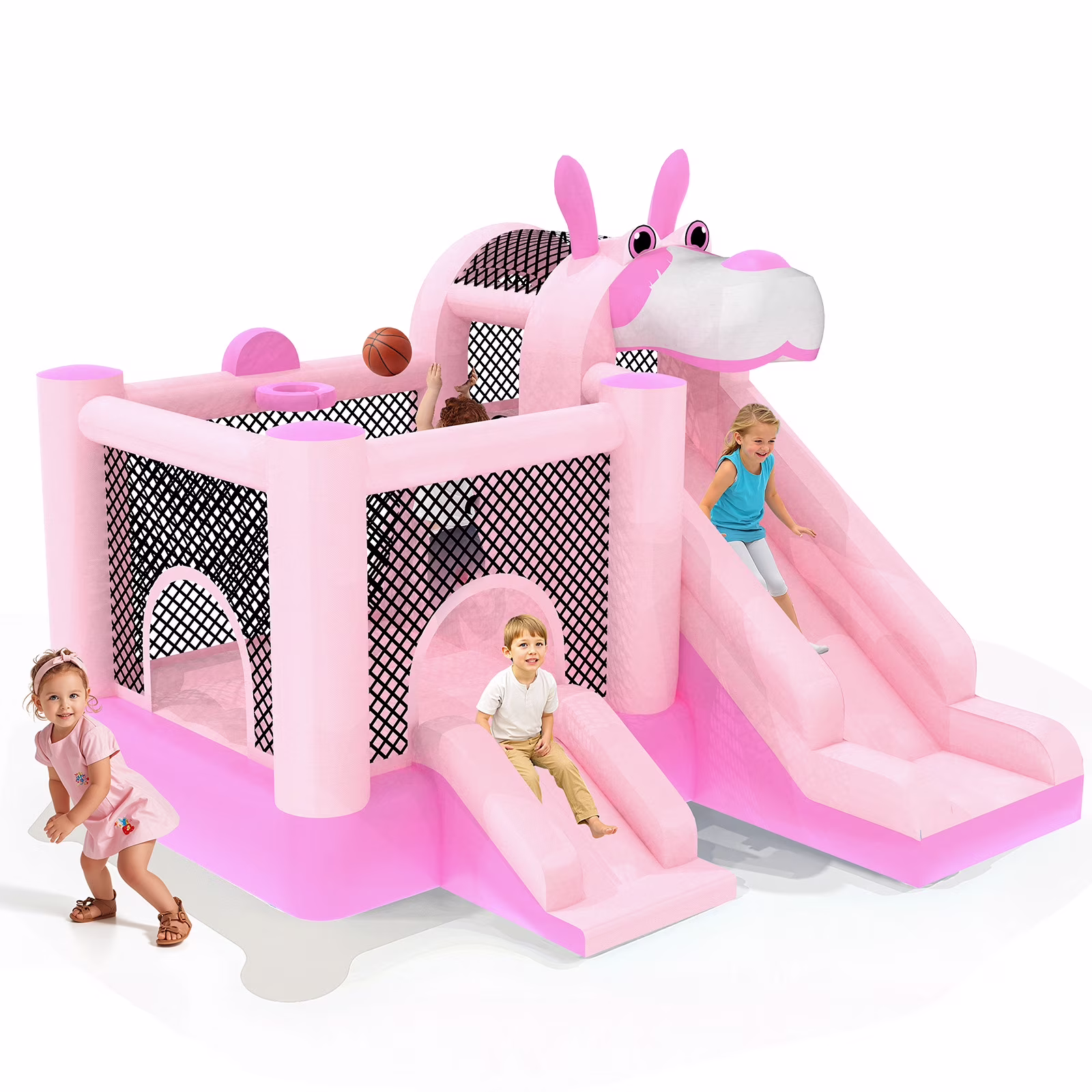 114''x 114'' x 92 5'' Inflatable Bounce Houses for Kids 3 10 with Blower Double Slide and Ball Pit/Indoor Bouncy House, PVC, Child, Teen, Toddler��Blue(Blue) Image 5