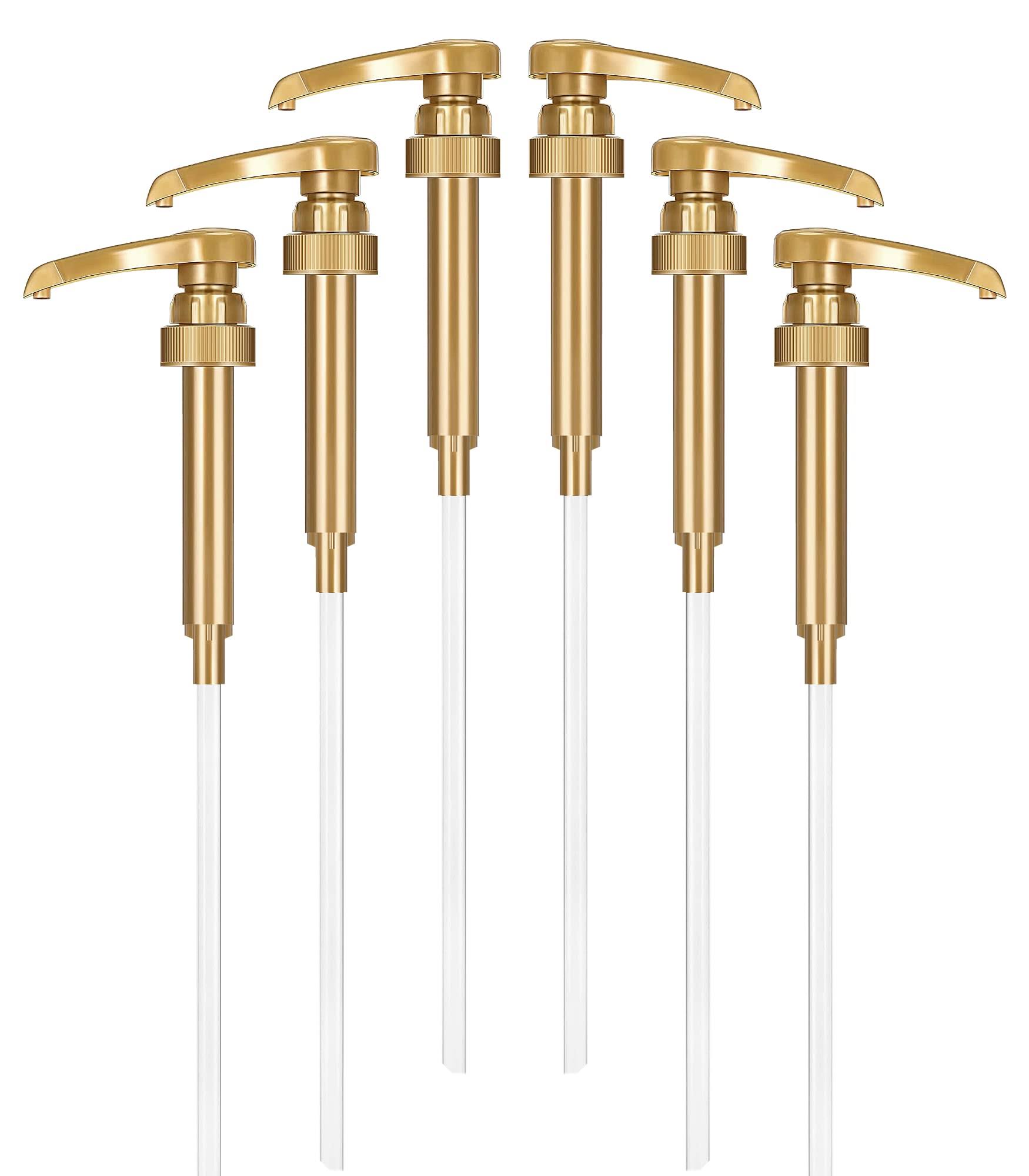 Torani Syrup Pump 6-Pack Gold, Coffee Syrup Pump Dispenser