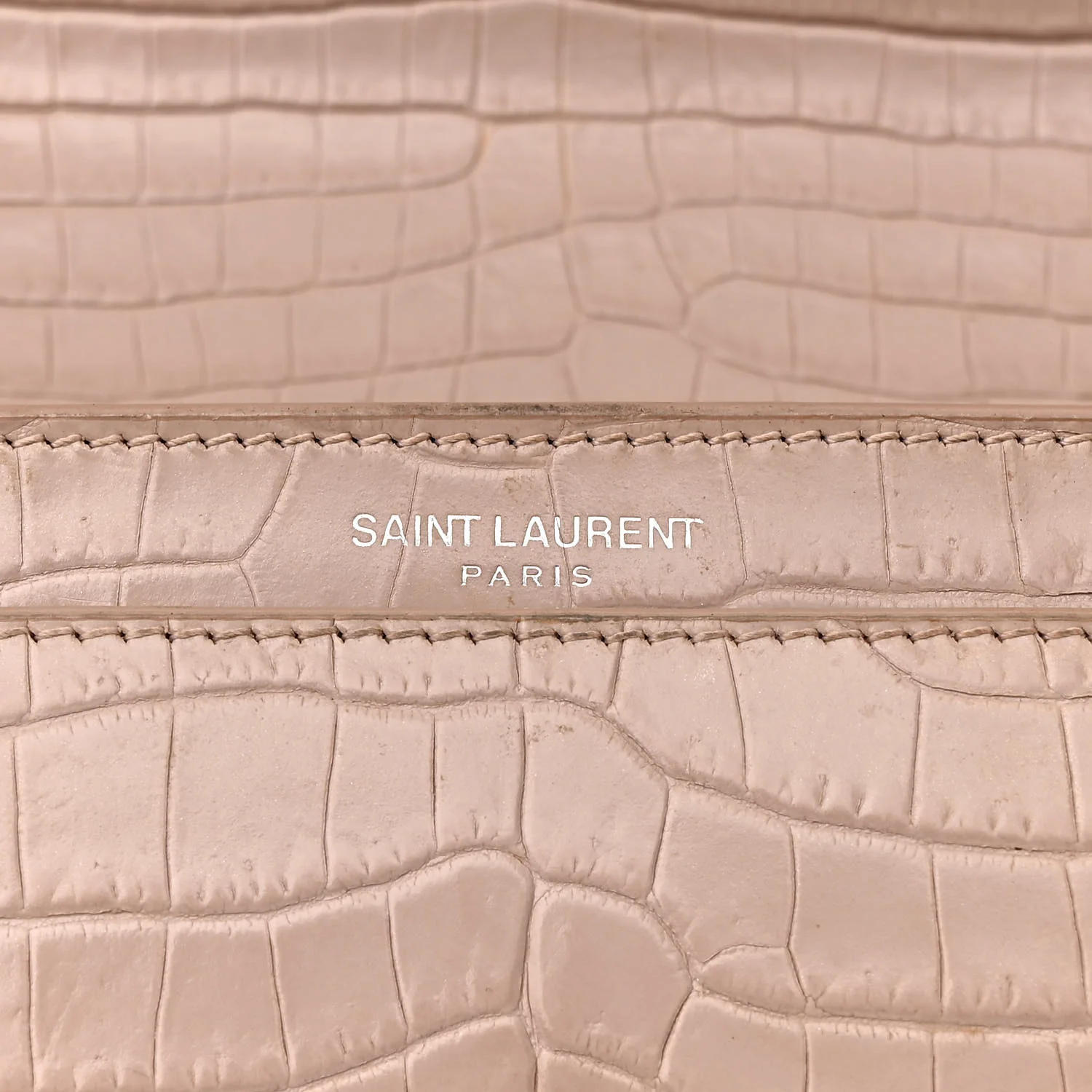Calfskin Crocodile Embossed Medium Monogram Sunset Rose Antic