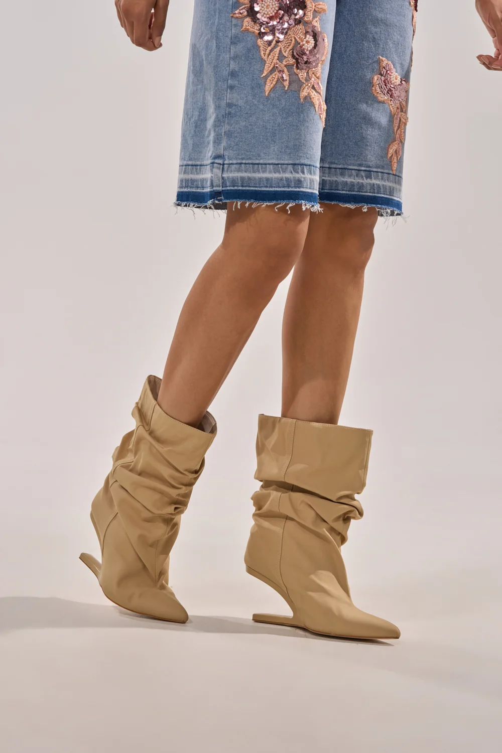 AZALEA WANG SERONA KHAKI INVISIBLE WEDGE BOOTIE - Akira Store