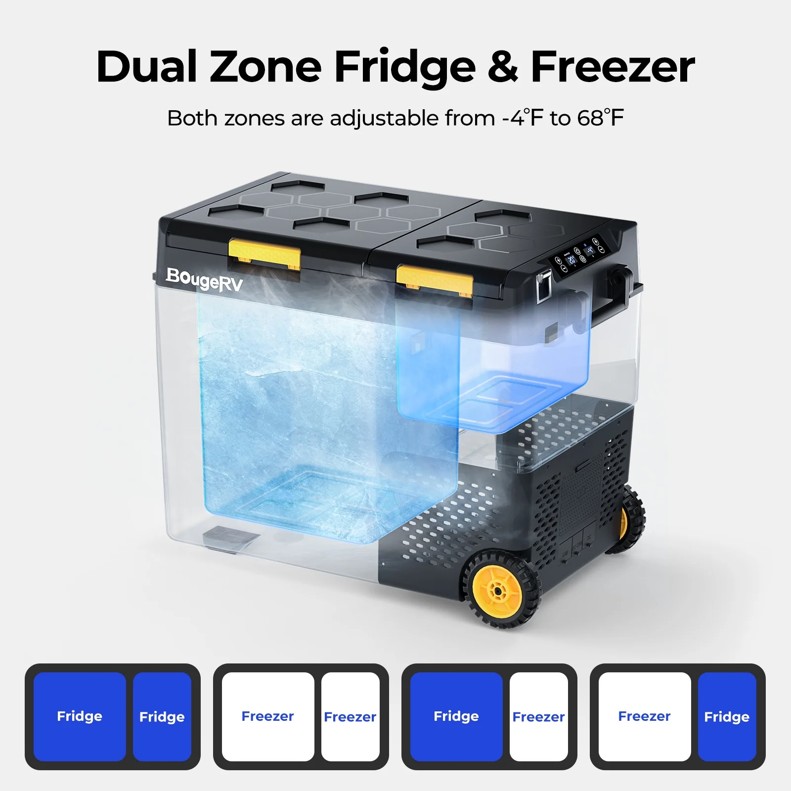 Car Refrigerator 61QT Dual Zone, 12 Volt Portable Freezer Fridge with Wheels, APP Control Compressor Refrigerator 12V/24V DC for RV Truck Vehicle Boat Outdoor Travel Camping Trip Use(61 Quart) - Image 6