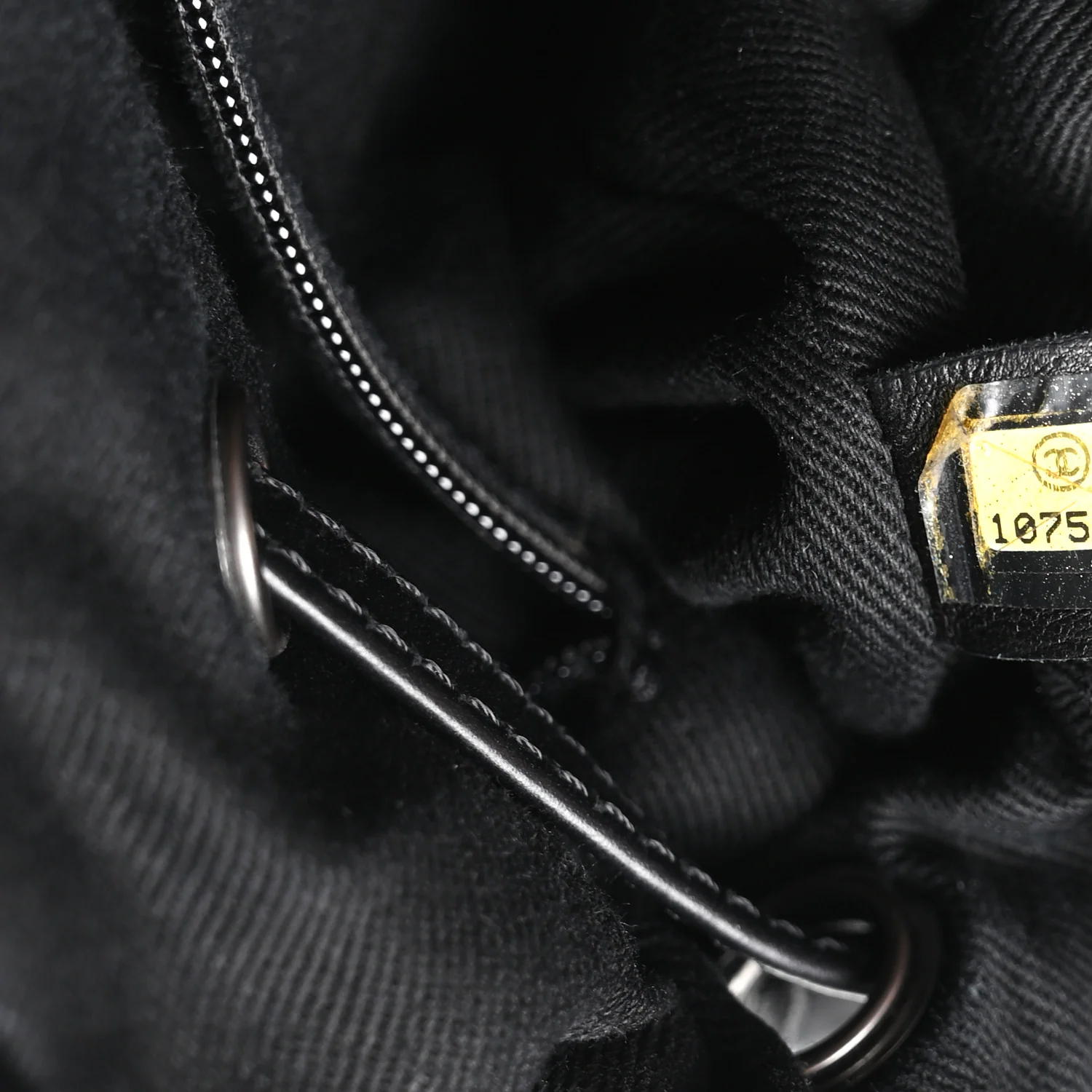 Aged Calfskin Pony Hair Quilted Small Miss Pony Drawstring Tote Black